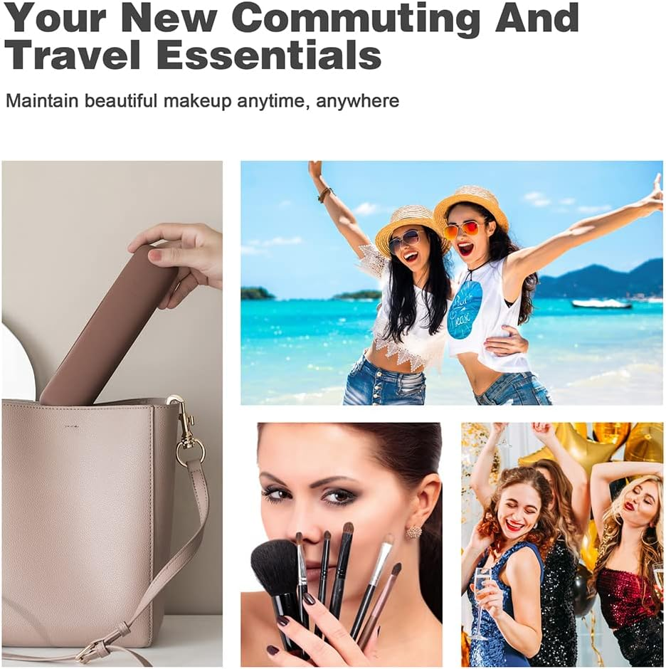 BEZOX Trendy Makeup Brush Holder - Silicon Makeup Brushes Travel Case, Waterproof Cosmetic Brush Travel Holder for All Your Brushes(Brown) image number 1