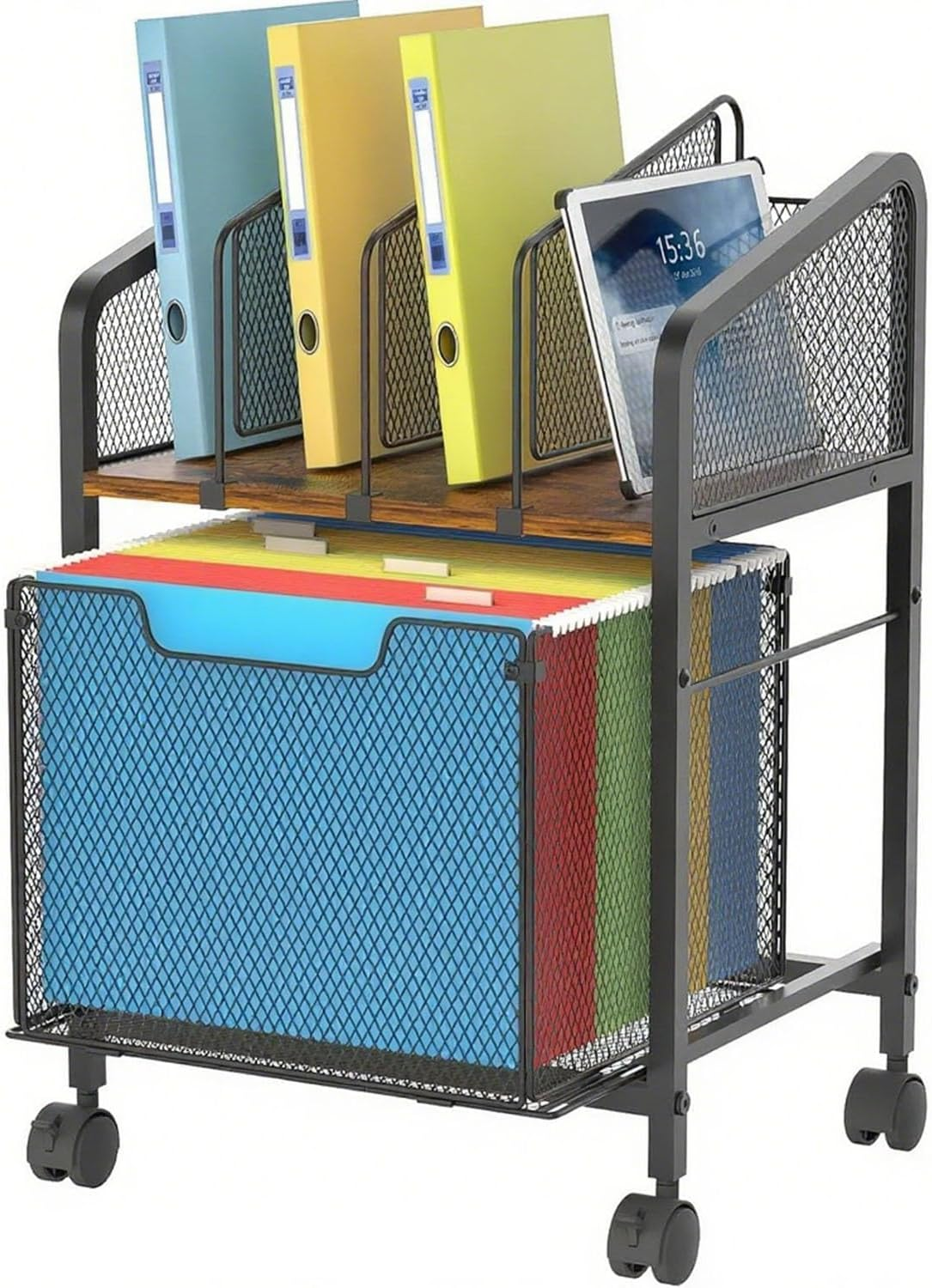 Mobile File Cabinet with Locking Wheels & Storage Drawer - Customizable Partition Hanging Folder Organizer, Compact under Desk Organization for Office Home Use image number 2