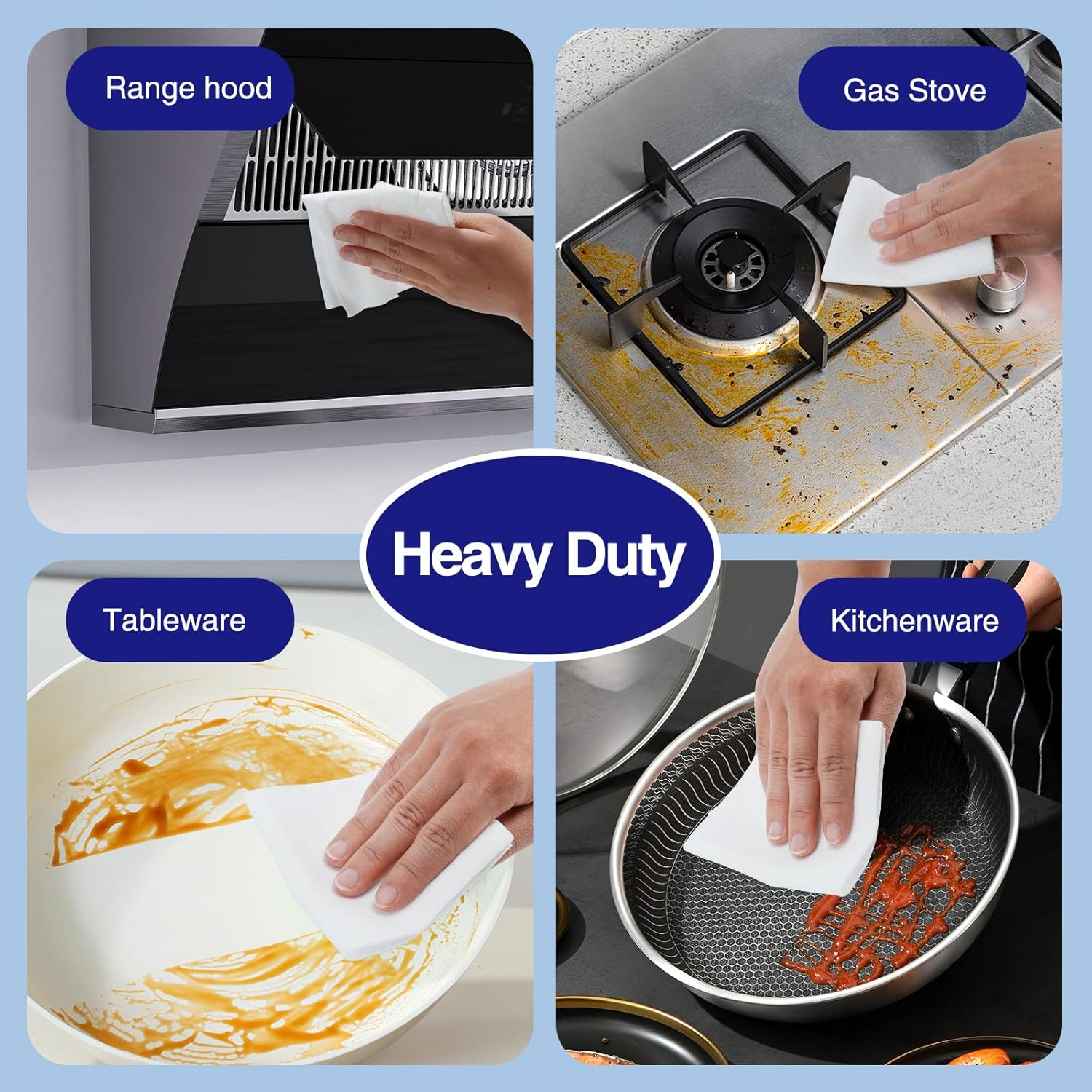 480 Count Extra Large Kitchen Wipes, Antibacterial Disinfectant Lemon Scent, Heavy-Duty Degreasing & Decontamination Multi Functional Household Cleaning, Non Woven Fabric(Pack of 6) image number 1