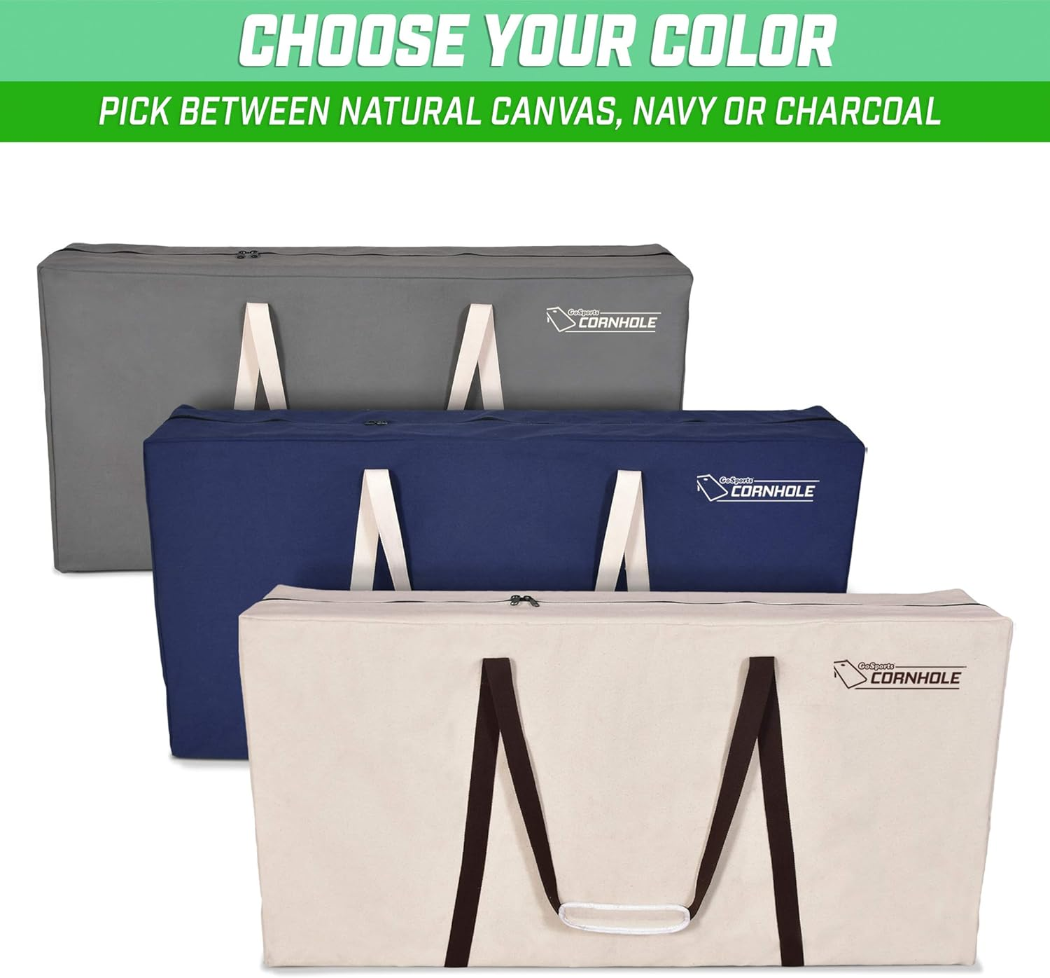 Gosports 4 X 2 Ft Canvas Cornhole Carrying Case - Choose Navy Blue, Gray, or Natural - PRO Grade image number 2