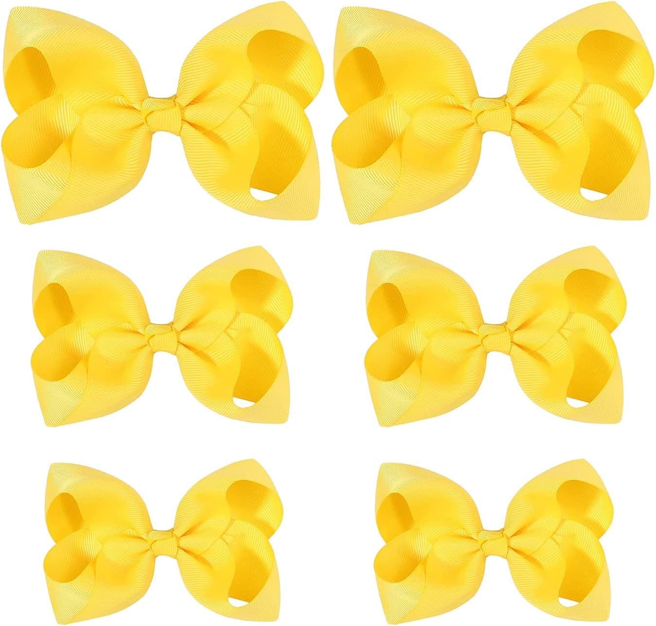 Yellow Hair Bow for Girls and Toddler - 6 Pcs Yellow Bows Clips 6 Inch &times;2, 4 Inch &times;2, 3 Inch &times;2 - Black,Silver image number 2