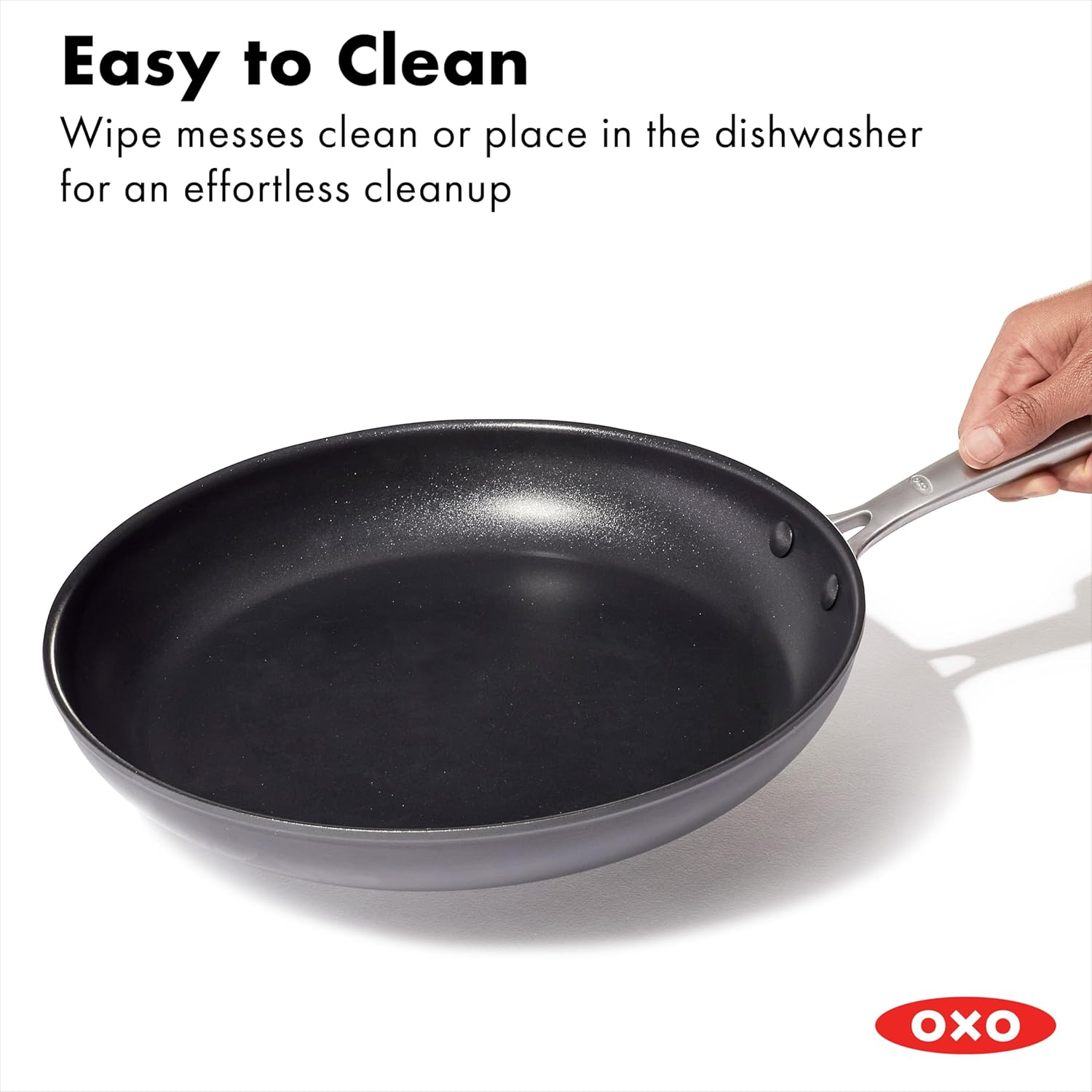 OXO Good Grips Pro Hard Anodized Pfas-Free Nonstick 30Cm Frying Pan Skillet, Dishwasher Safe, Oven Safe, Stainless Steel Handle, Black image number 4