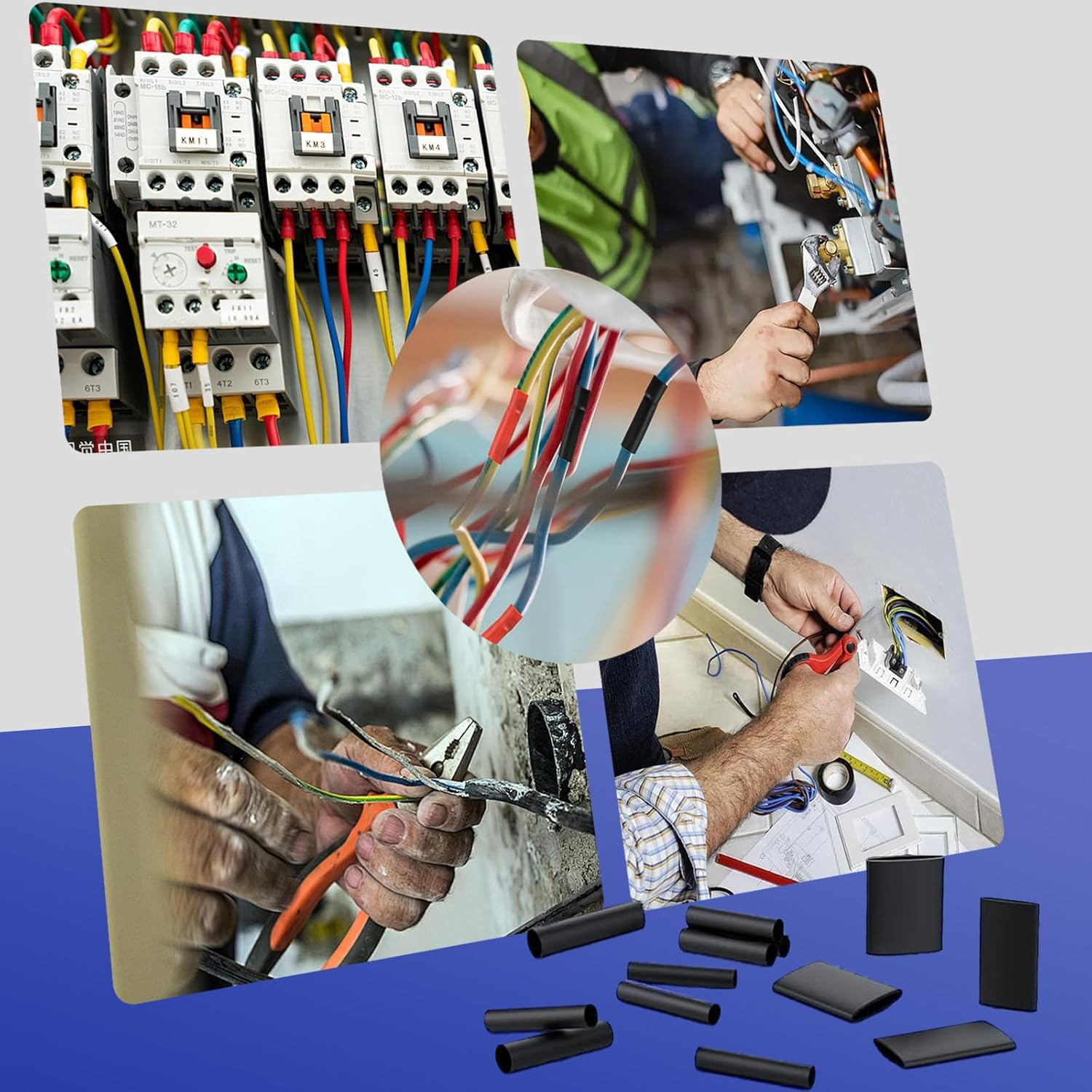 400 Pcs Heat Shrink Tubing Kit, Adhesive Line inside 3:1 Ratio Shrinkable, 7 Size 2 Color Waterproof Wire Cable Wire Heat Shrink Sleeves for Electric Cables with Plastic Storage Case image number 3