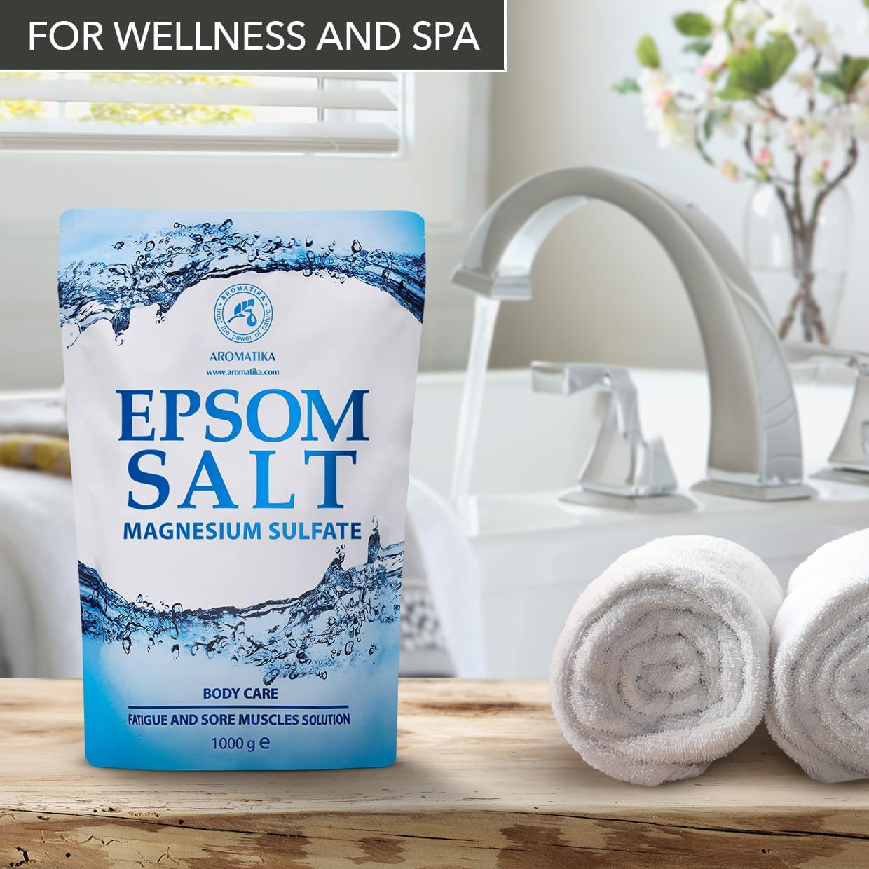 Epsom Salt Bath 1Kg - English Sea Salts for Soak - Relaxing - Good Sleep - Concentrated Magnesium Sulphate - Pure Epsom Salt - Muscle Relaxation and Skin Care image number 1