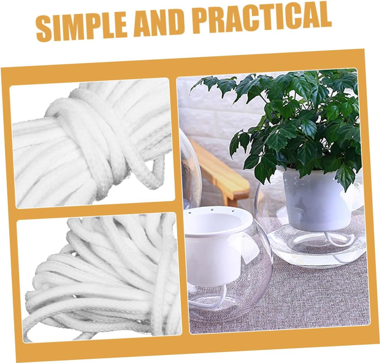 Yardenfun Cotton Rope for Self Watering Pot Absorbent Rope Hydroponics Supplies DIY Plant Irrigation Flexible Automatic Watering Wick image number 4