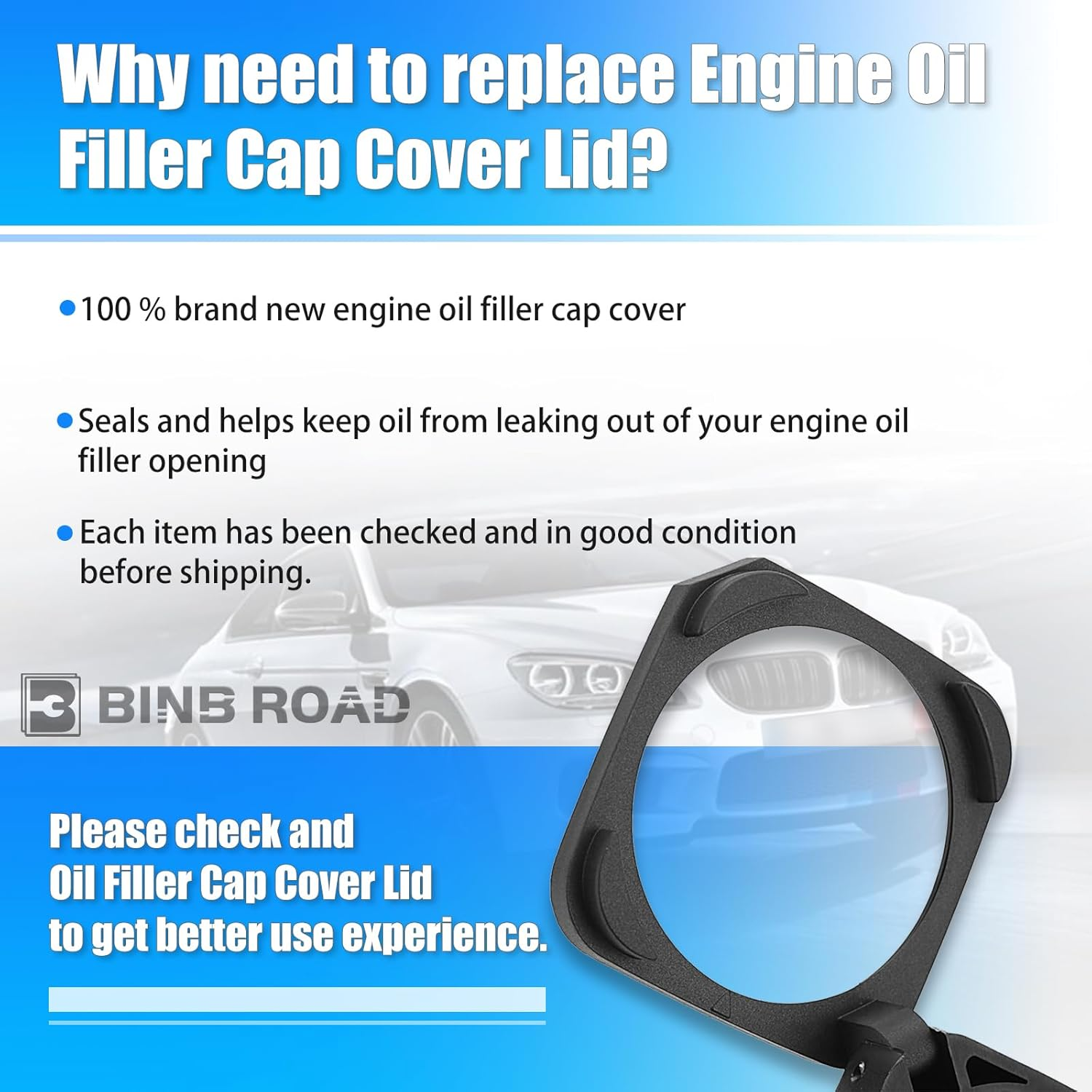 BINB ROAD Engine Oil Filler Cap Cover Lid 11127500568 Compatible with BMW 116I 118I 120I 130I 316I 318I 320I 323I 325I 330I523I 525I 530I 630I 730I X3 Z4 image number 4