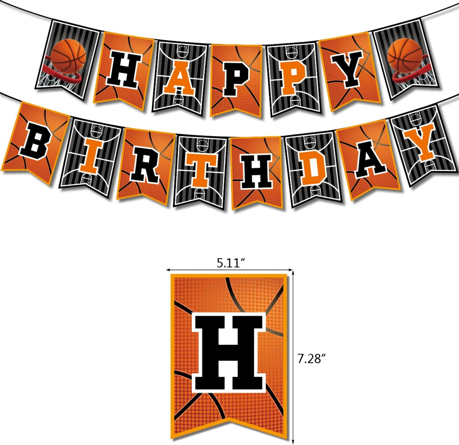 Yamibobo Basketball Party Supplies Kit, Basketball Foil & Latex Balloons, Banners, Cupcake Decorations, Cake Topper, Ribbons for Boys Sports Theme Birthday