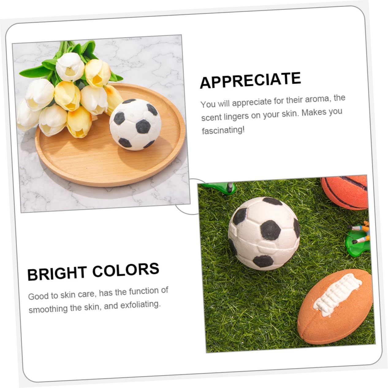 UTHCLO 2Pcs Cute Football Shape Bath Salt Bubble Making Bath Relaxing Bathing Portable and Salt Material All Ages image number 6