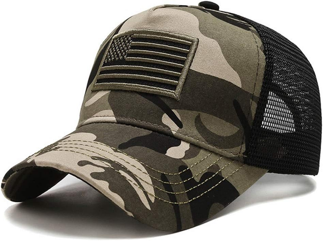 Idopy USA American Flag Army Military Style Mesh Baseball Cap Hat