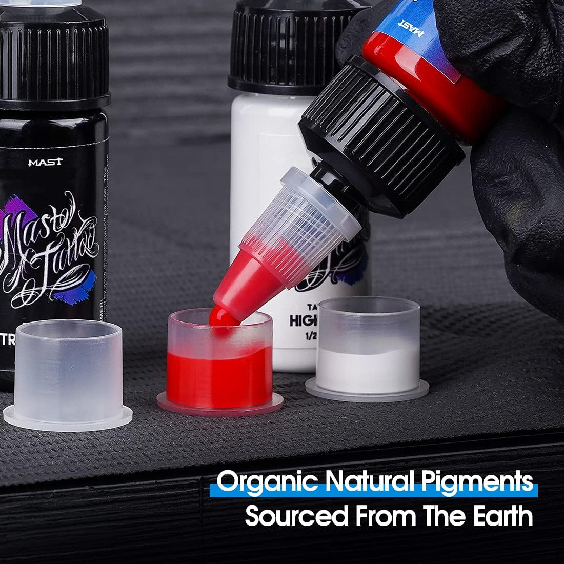 Mast Tattoo Inks 1/2Oz Kit 7 Bottles Mixed Color Triple Black High White Supply image number 6