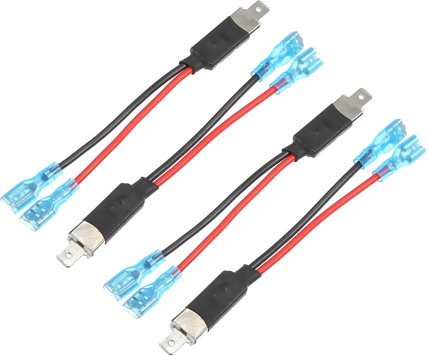 X AUTOHAUX 4 Pcs H1 Male LED Headlight Adapter Wiring Harness Socket Extension Converter Cable, Universal for Car Truck Durable Metal Silver Tone image number 3