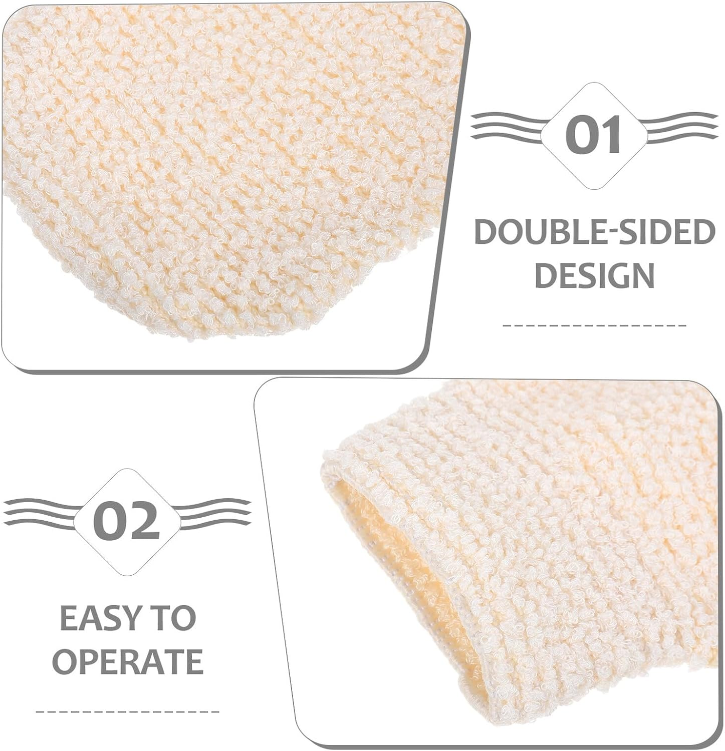 SOLUSTRE 2Pcs Bamboo Fiber Bath Scrub Gloves Exfoliating Shower Gloves for Body Massage Back Scrubber for Dead Skin Removal and Deep Cleansing image number 5