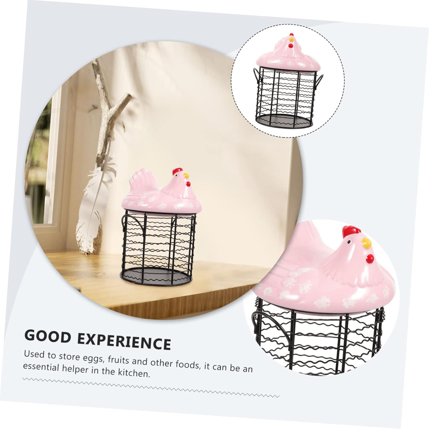 Mikinona Hen Shape Basket Premium Storage for Fruits Eggs Vegetables Farmhouse Style Kitchen Decor for Home Restaurant Buffet Party Use image number 6