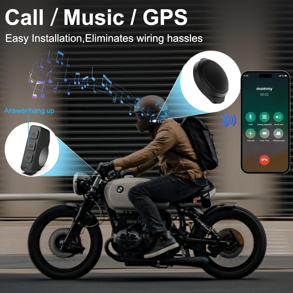 B-Qtech Motorcycle Bluetooth Headset with Charging Case, Helmet Bluetooth Speaker with Microphones & LED Display, 1450Mah Battery with 50Hours Work Time Wireless Headsets for Skiing and Riding image number 5