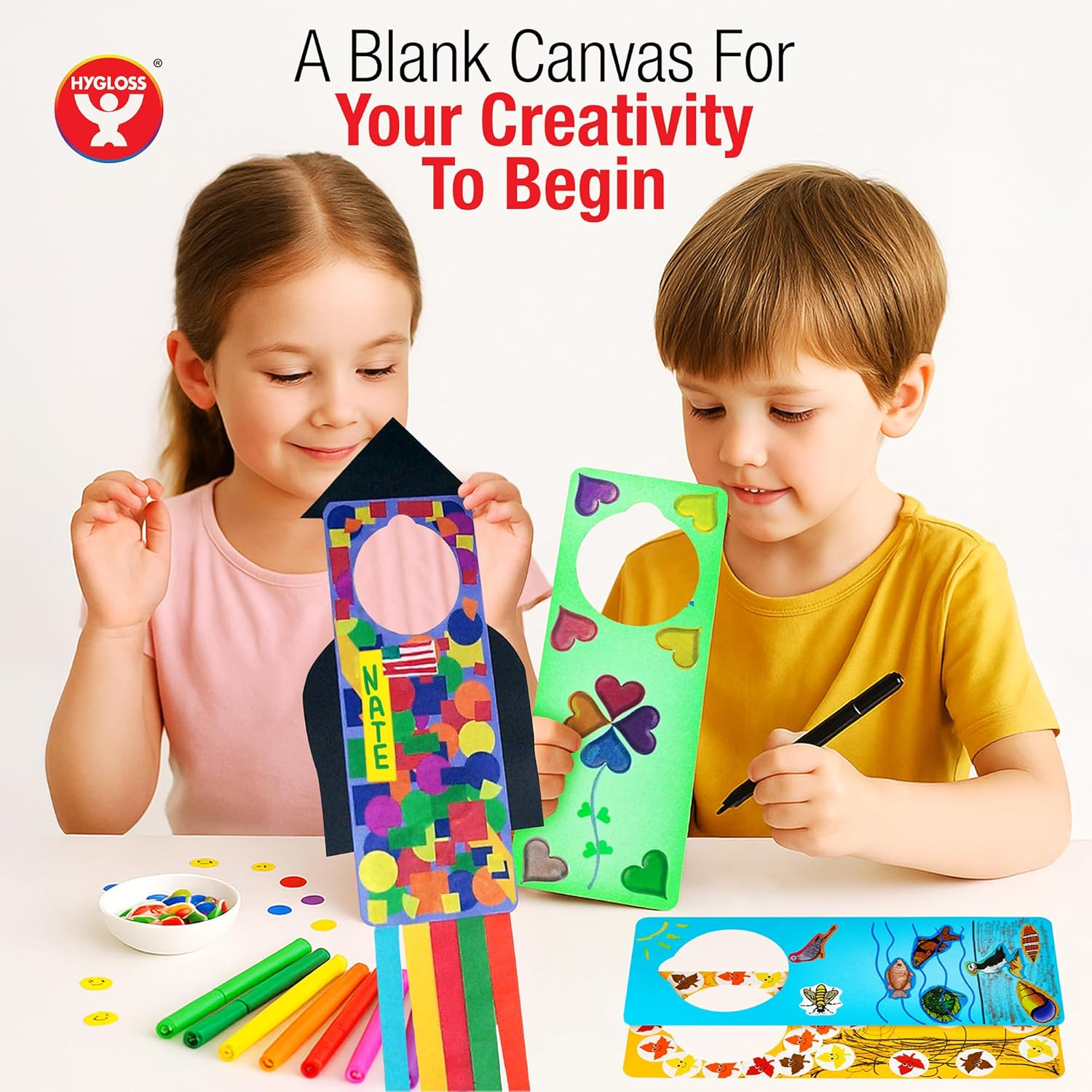 Hygloss Cardstock Door Knob Hanger Blank for Crafts - 24 Pcs Assorted Bright Colors for Easy Decorate/Write-On - Bulk Doorknob Hangers for Craft, DIY Blank Doorknob Sign Projects image number 2