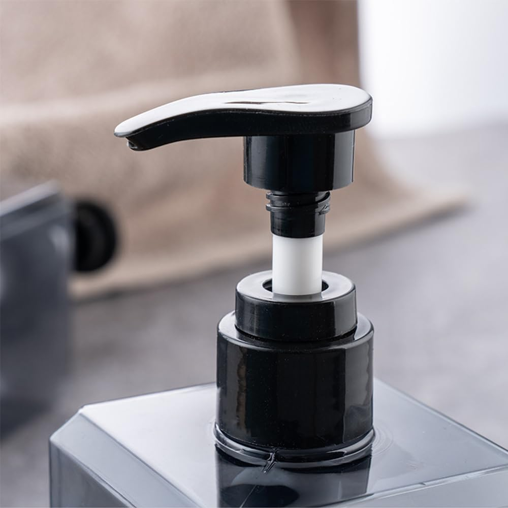 Jansburg Square Plastic Pump Bottle Dispenser Set, 250Ml, 4-Pack, Refillable for Soap, Lotion, Shampoo, Essential Oil, Bathroom, Travel image number 2