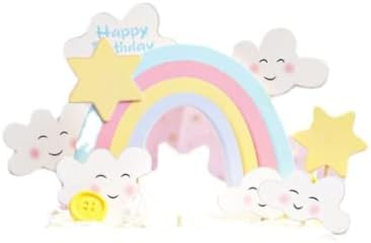 Rainbow Clouds Star Decor Cake Topper Cupcake for Birthday Party Gift, Cake Decoration image number 2