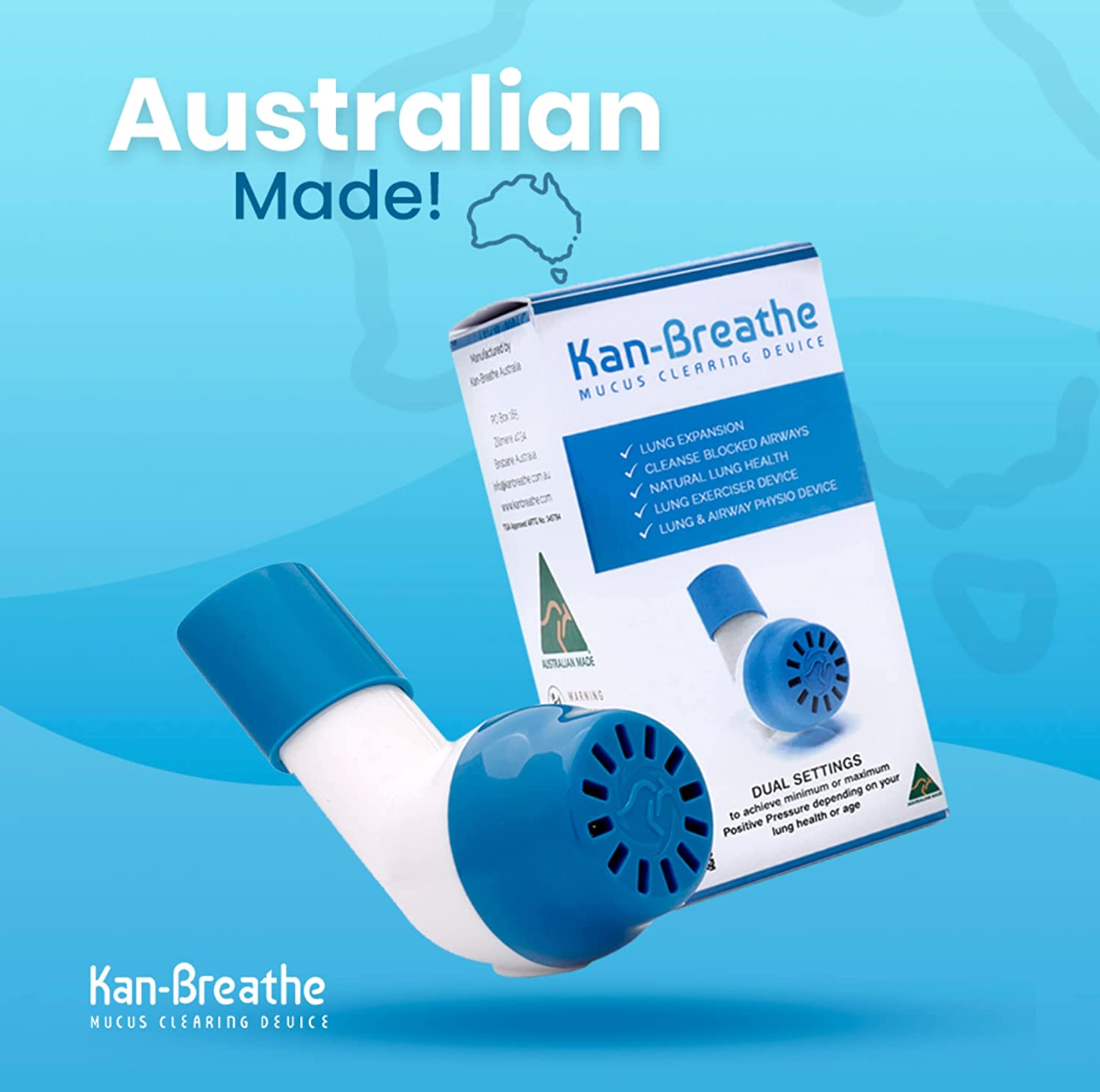 KAN-BREATHE Natural Lung Exerciser & Mucus Removal Device - Naturally Clear Mucus, Improve Lung Capacity with This OPEP Respiratory Breathing Exercise Device - Made in Australia image number 4