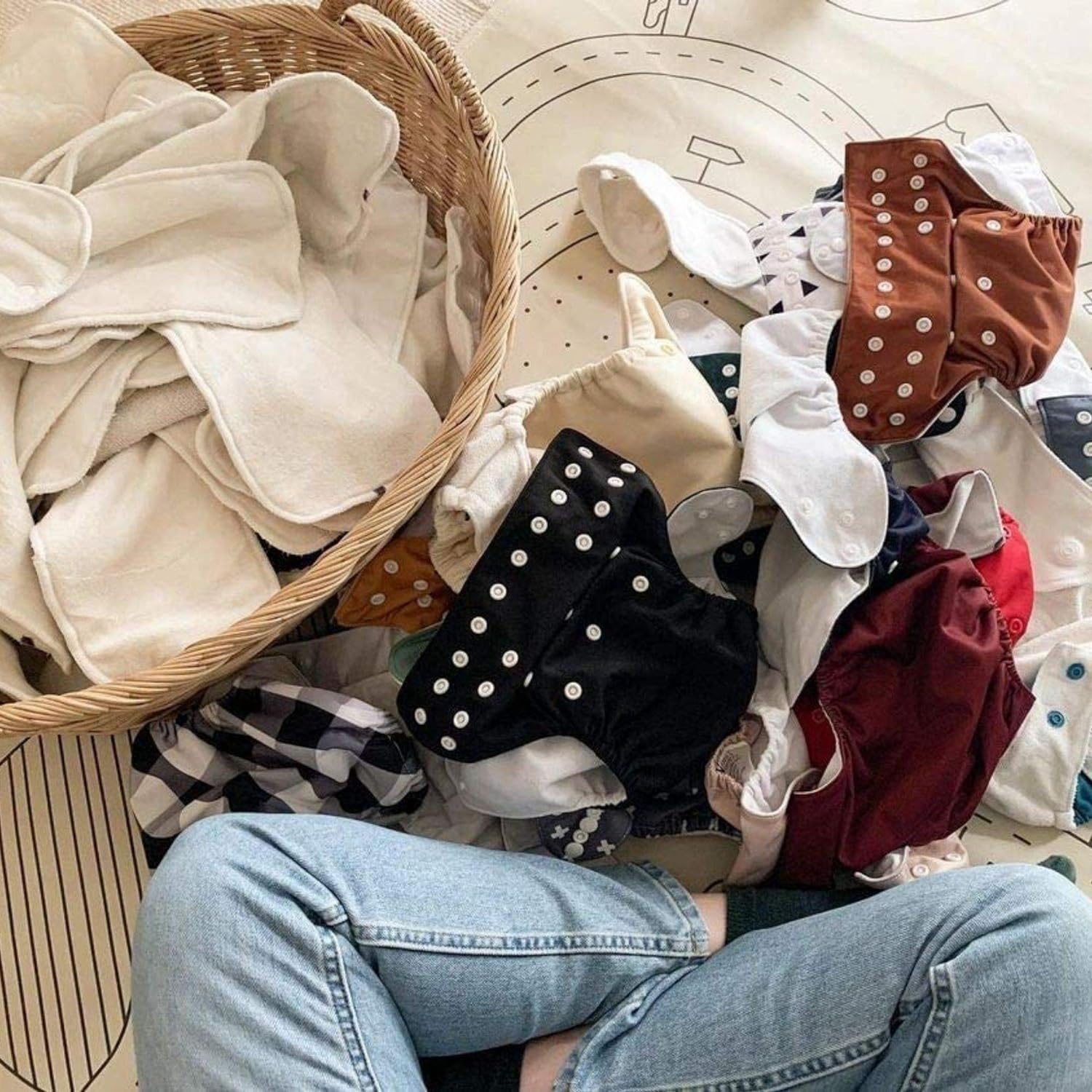 (10 Pack, Soft Bamboo) - Bamboo Cloth Nappy Inserts for Pocket or Cover Nappies from Nora'S Nursery - One Size Fits All (10 Pack, Soft Bamboo) image number 1