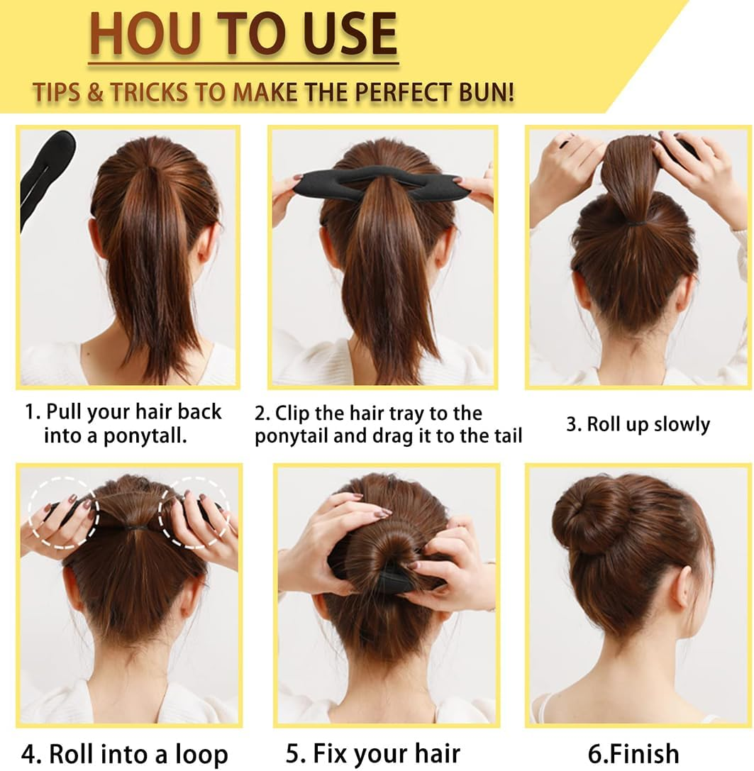 IBXWMNG Set of 6 Clip Twist Curler Sponges for Creating Buns, Donuts and Braids without Effort, Ideal for All Hair Types (3 Models) image number 2