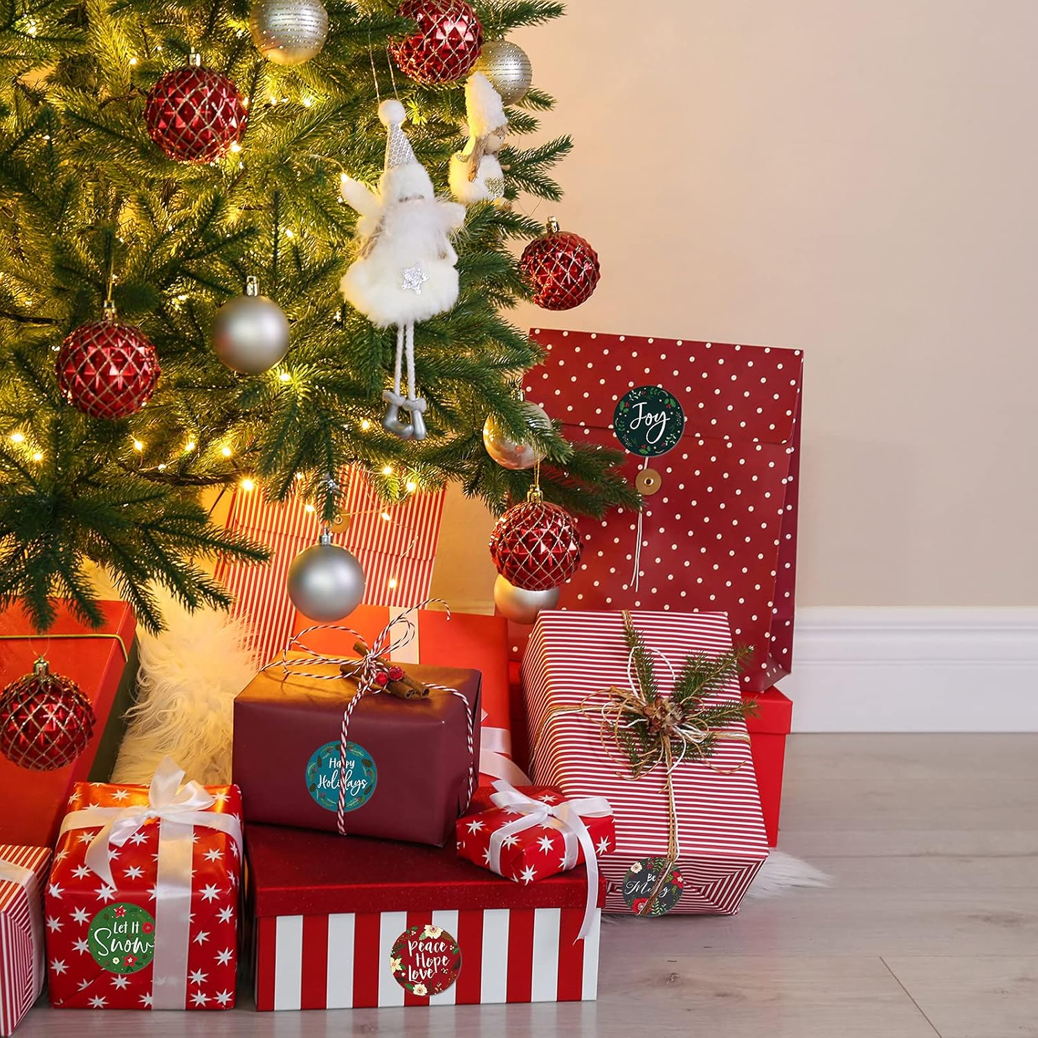 600 Pieces Holiday Envelopes Stickers Christmas Card Stickers Large Holiday Stickers Decorative Holiday Stickers Flower Joy Stickers for Holidays Weddings Anniversaries Baby Showers Decorations image number 3