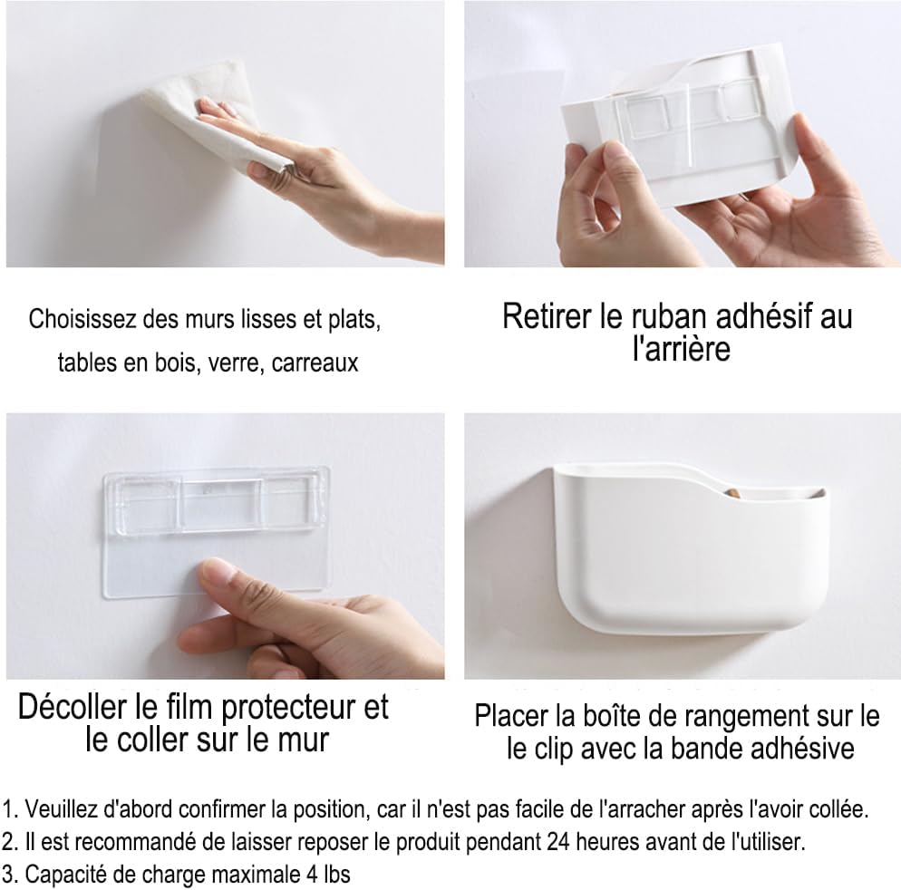 2 Packs Adhesive Remote Control Holder White Universal Controller Holder Wall Mount Storage Organizer with Slot Home,Suitables for Office Desk Nightstand Stationery Phones Charging image number 5