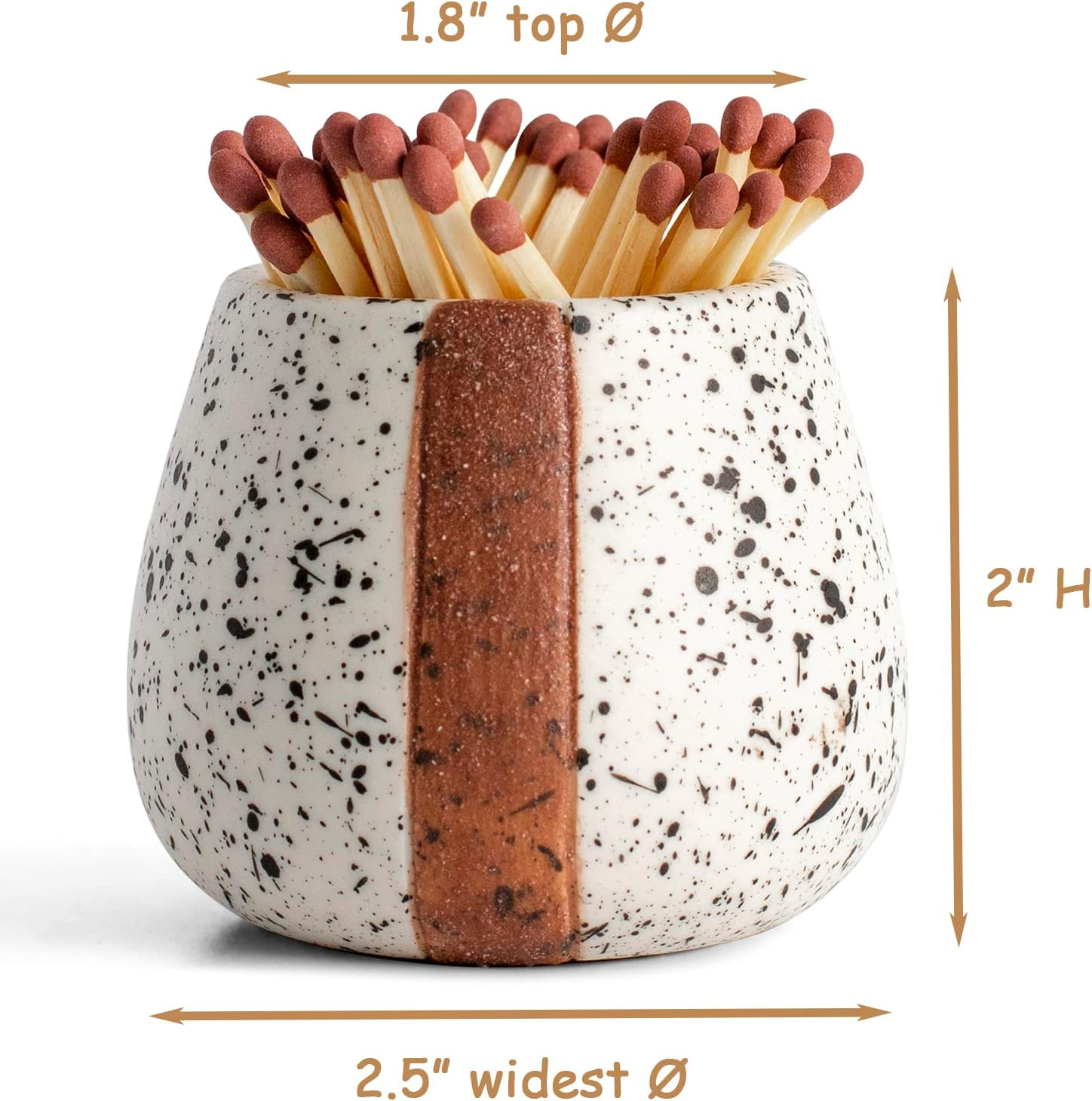 Ceramic Match Holder with Striker - Set of 2 - Cute and Fancy Matches in a Jar - Decorative Modern Home Decor Gifts - Mantel Decorations - Matches NOT Included image number 4