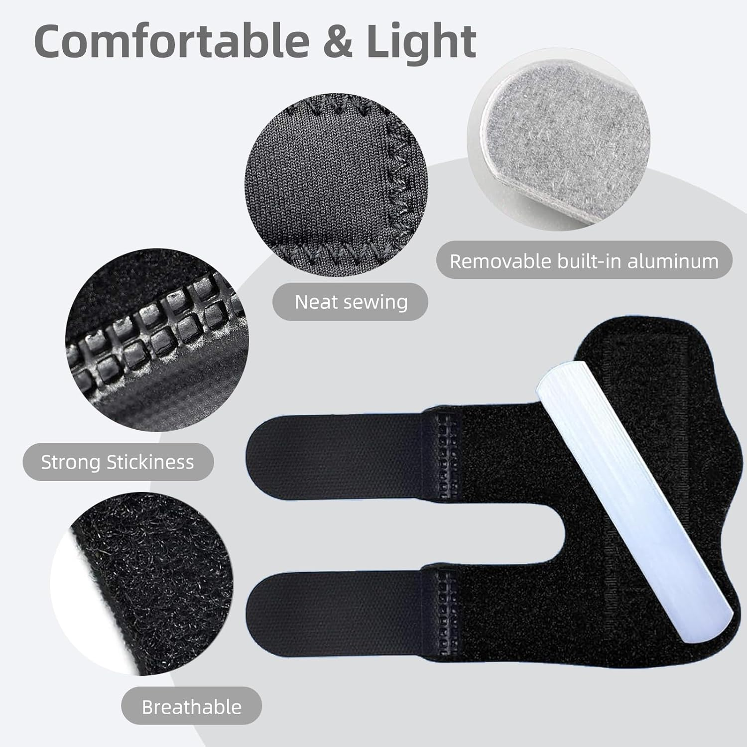 Xlihdzum 5Pcs Finger Splints, Finger Straightening Brace - Professional Thumb Brace for Arthritis Support, Adjustable Trigger Finger Splint for Broken/Strained Fingers (Black) image number 3