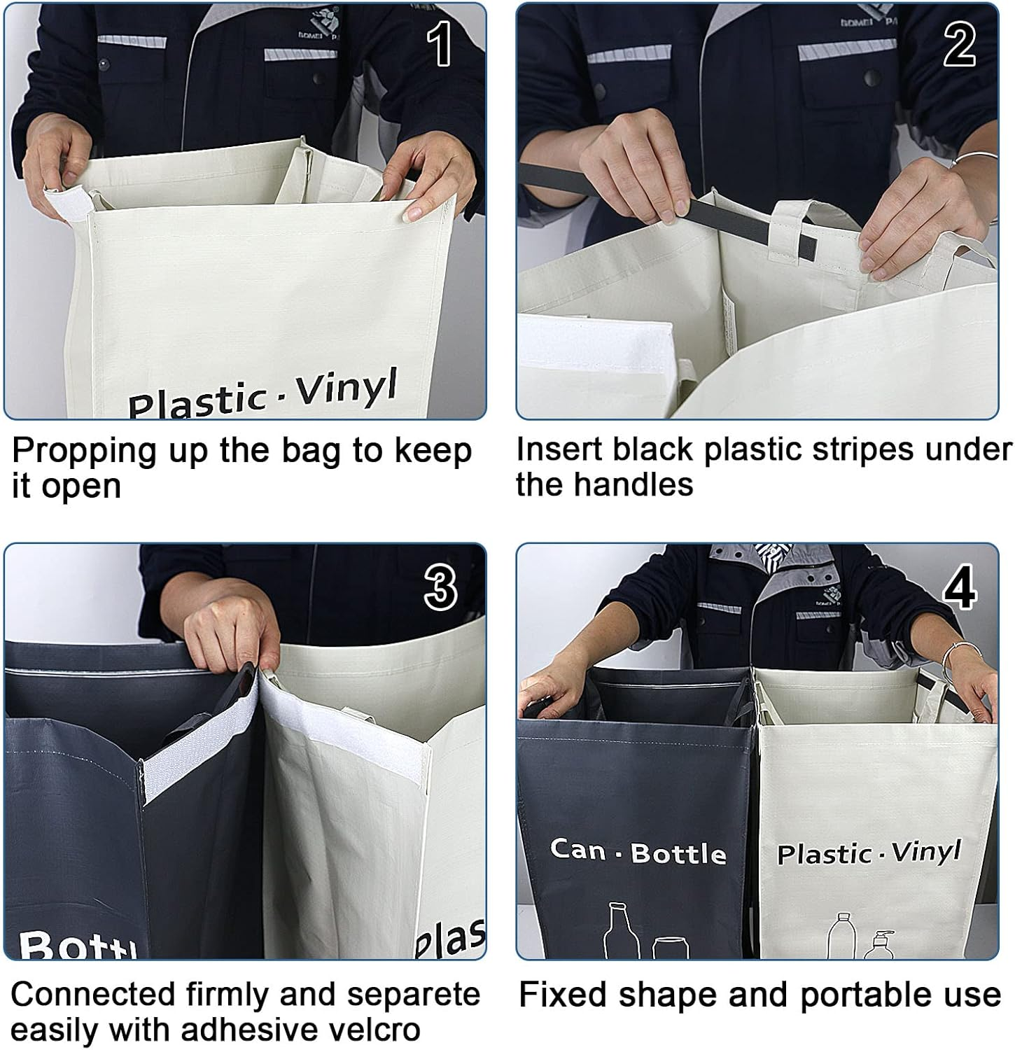 JIALAI Home 2 Pack Separate Recycling Waste Bin Bags, Recycle Bins for Kitchen Home - 28 Gallon Trash Bin, Recyclable Waste Trash Sorting Organizer, Durable, Washable, Affordable Recycle Bags image number 5