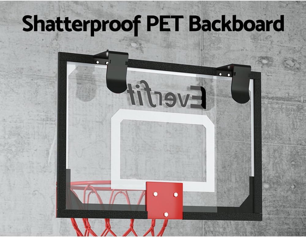 Everfit 23" Mini Basketball Hoop for Kids Adult, Indoor Door Basket Ball Hoops Net Wall Backboard, Wall-Mounted Toys Home Room for Sports Exercise Playing Game, Black image number 3