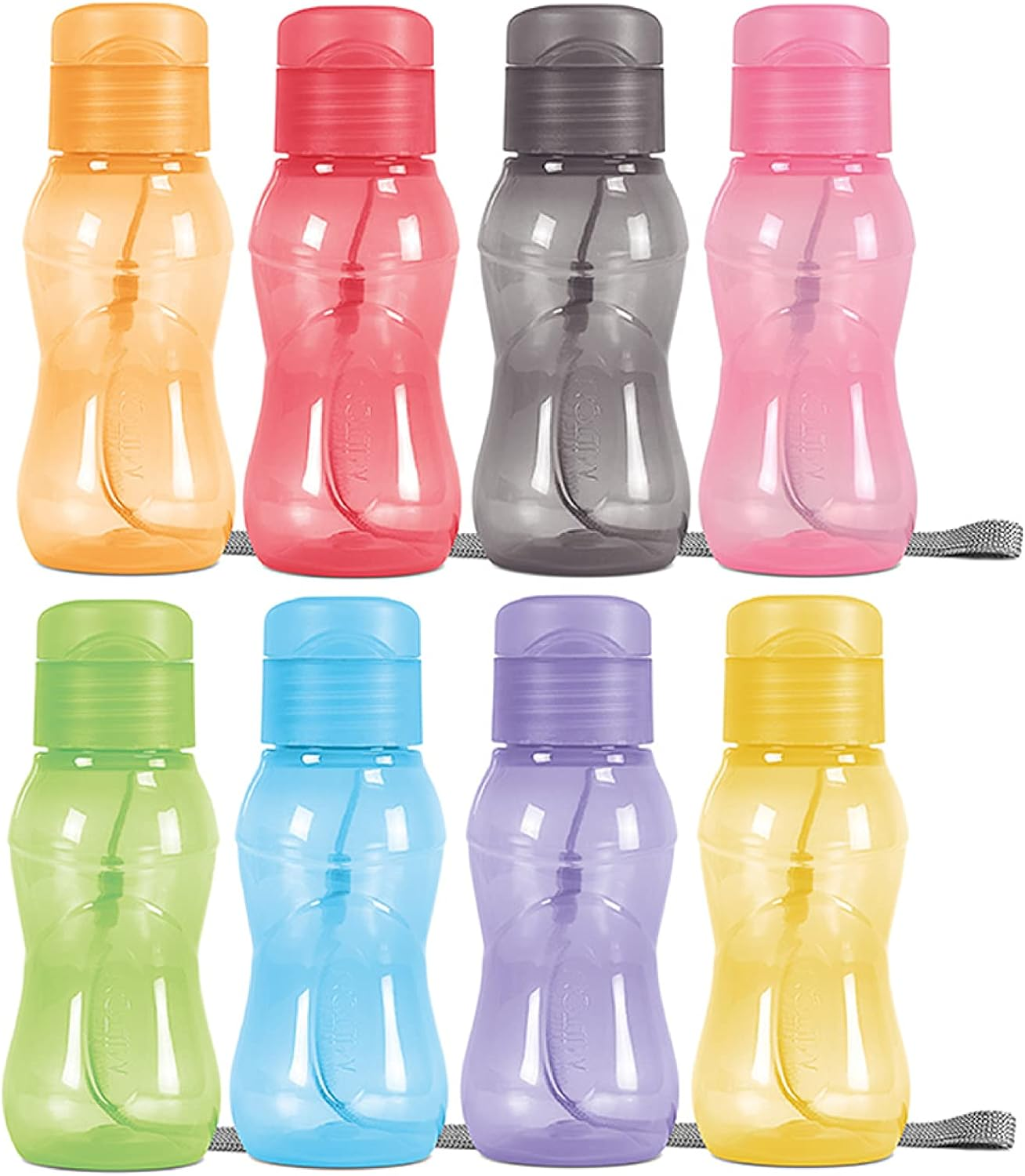 MILTON 8 Pack 6 Oz Kids Water Bottle for School Leak Free Flip Lid- Small Sports Water Bottle for Adults Carry Strap Party Favors for Kids Treats Prizes Gifts Goodie Bag Stuffers Bulk Pack Set of 8 - Red/Pink/Black/Purple image number 5