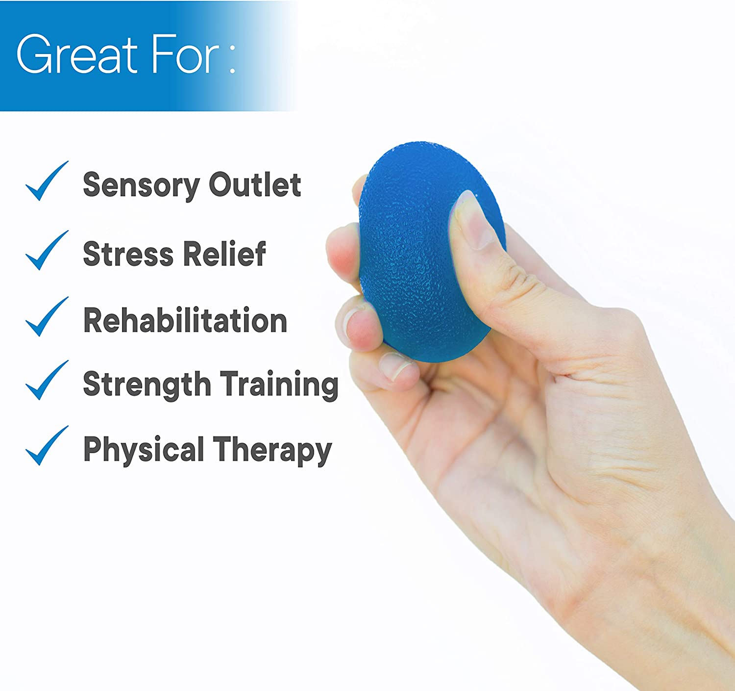 RMS 4-Pack Hand Exercise Balls - Physical & Occupational Therapy Kit for Strengthening Grip & Reducing Stiffness - Arthritis Pain Relief Exerciser for Rehabilitation, Fidget, Stress Relief image number 6