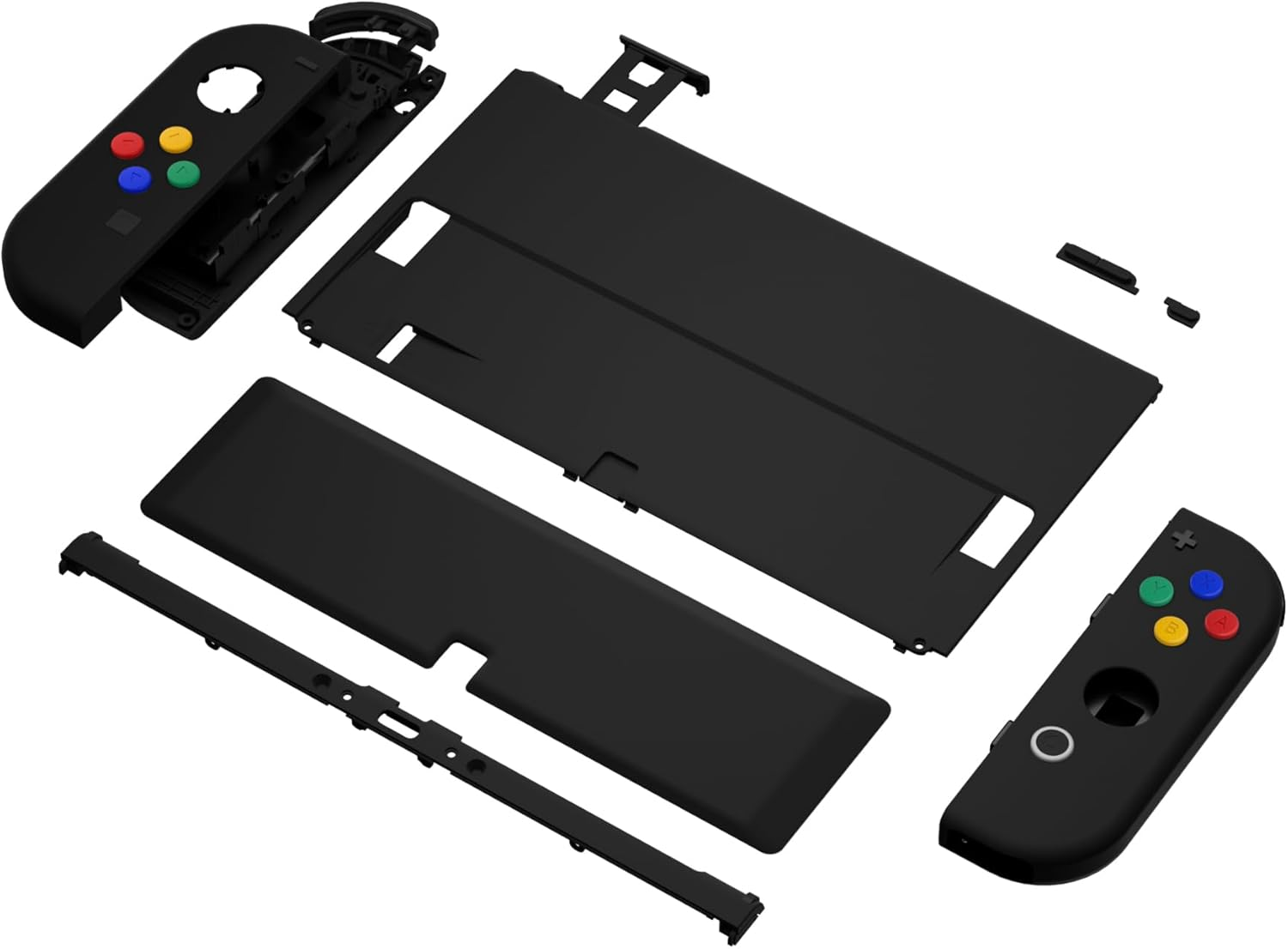 Extremerate DIY Full Set Shell Buttons for Nintendo Switch OLED, Black Replacement Console Back Plate & Kickstand, Custom Case Housing for Nintendo Switch OLED Joycon Controller [Control NOT Included] image number 3