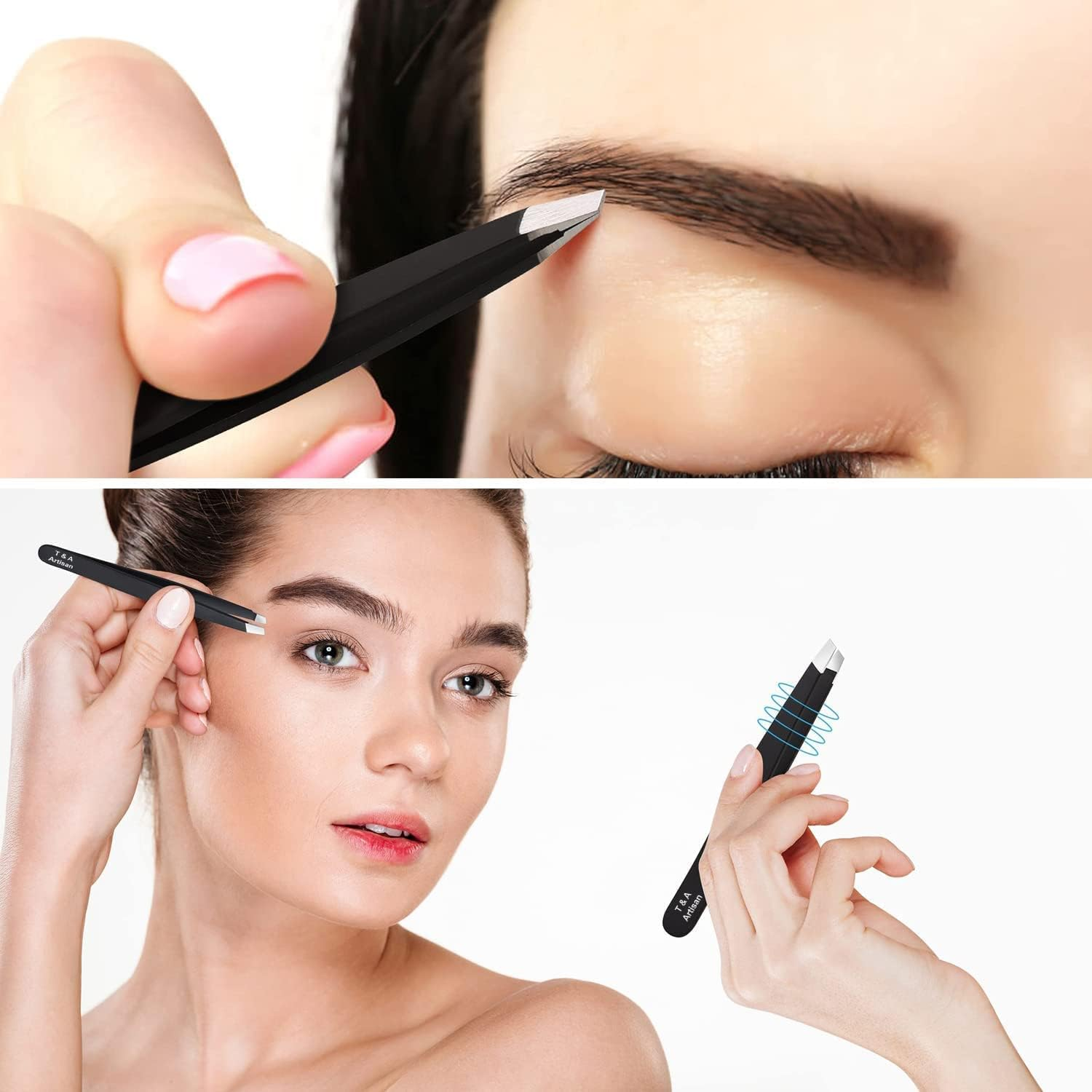 T&A Artisan 4-Piece Professional Precision Tweezer Set - Stainless Steel, Black image number 5