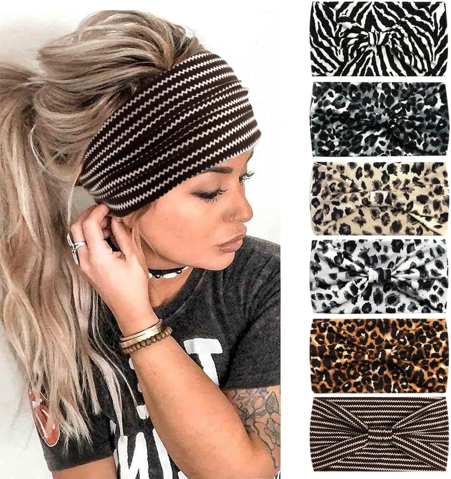 Fashion Headbands for Women Hair Headscarves Hair Band Turban Flower Cotton Headbands Wide Yoga Sports Headband Head Wrap (P6Wbutterleo)