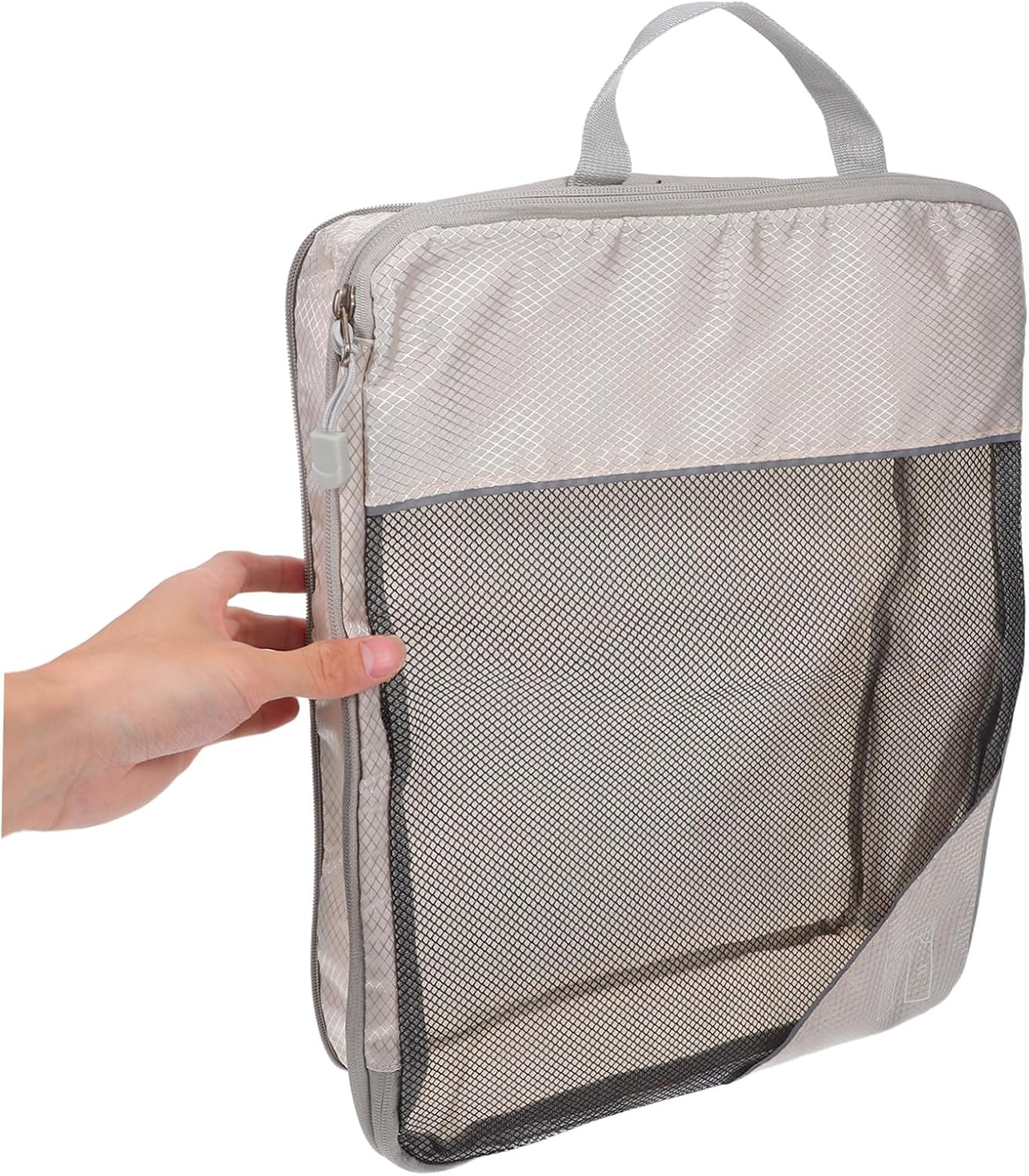 Hohopeti 3PCS Expandable Compression Packing Cubes for Suitcase Beige Travel Organizer Bags Lightweight Luggage Storage Bags for Clothes and Accessories