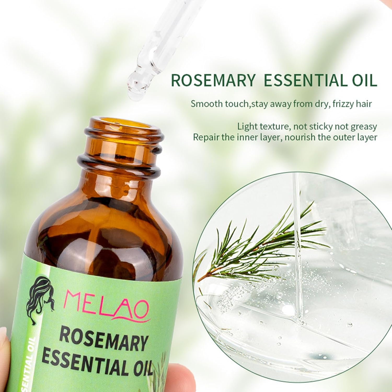 Rosemary Essential Oil, Organic Rosemary Oil for Hair Growth, Aromatherapy Essential Oil for Relaxation, Skin & Hair Women & Men (2.02 Fl Oz) image number 1
