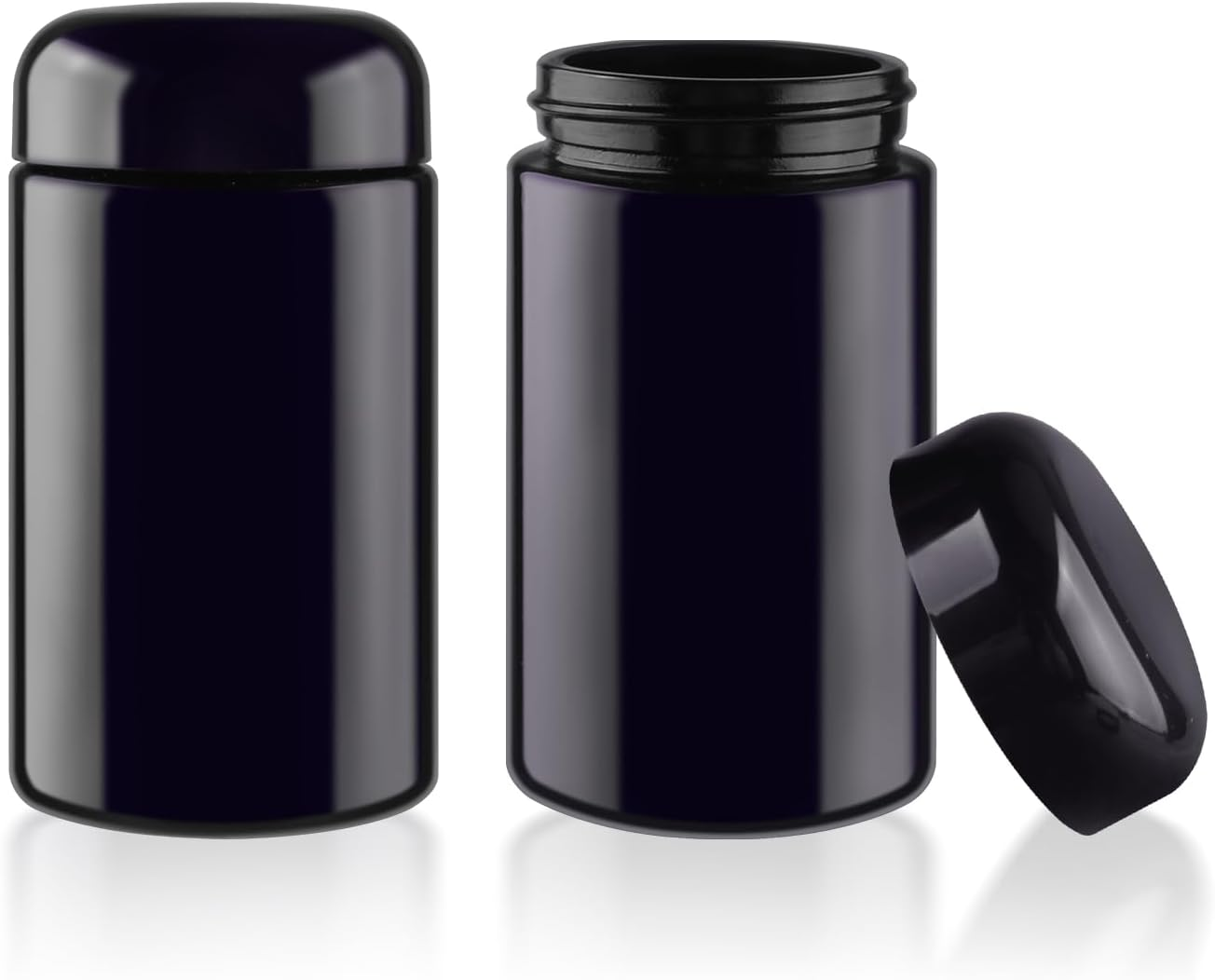 2 Pack Black Ultraviolet Glass Jar Empty Airtight Storage Jar UV Protection Refillable Containers Jar Smell Proof Glass Bottle for Coffee Tea Spices Herbs Cosmetics and More (250Ml/8.3Oz)