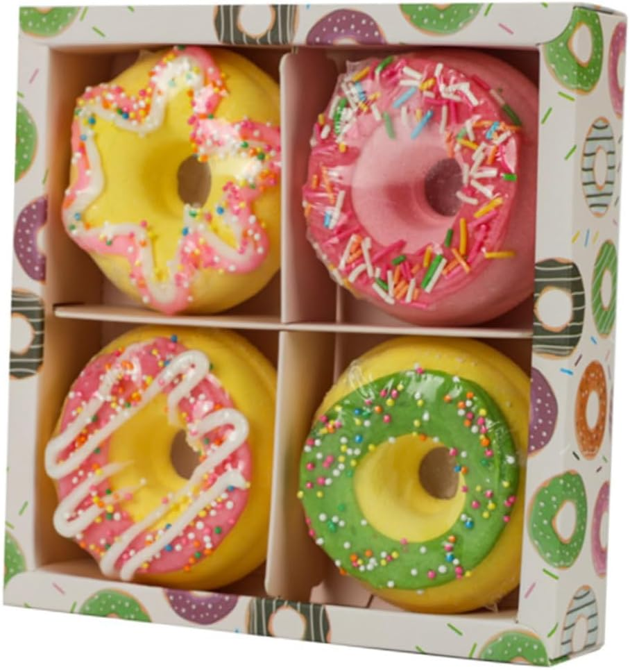 Doughnut Shape Bath Bombs Set 4Pcs 100G Moisturizing Sea Salt Spa Bath Balls for Relaxing Skin Care Bathing Random Style image number 4