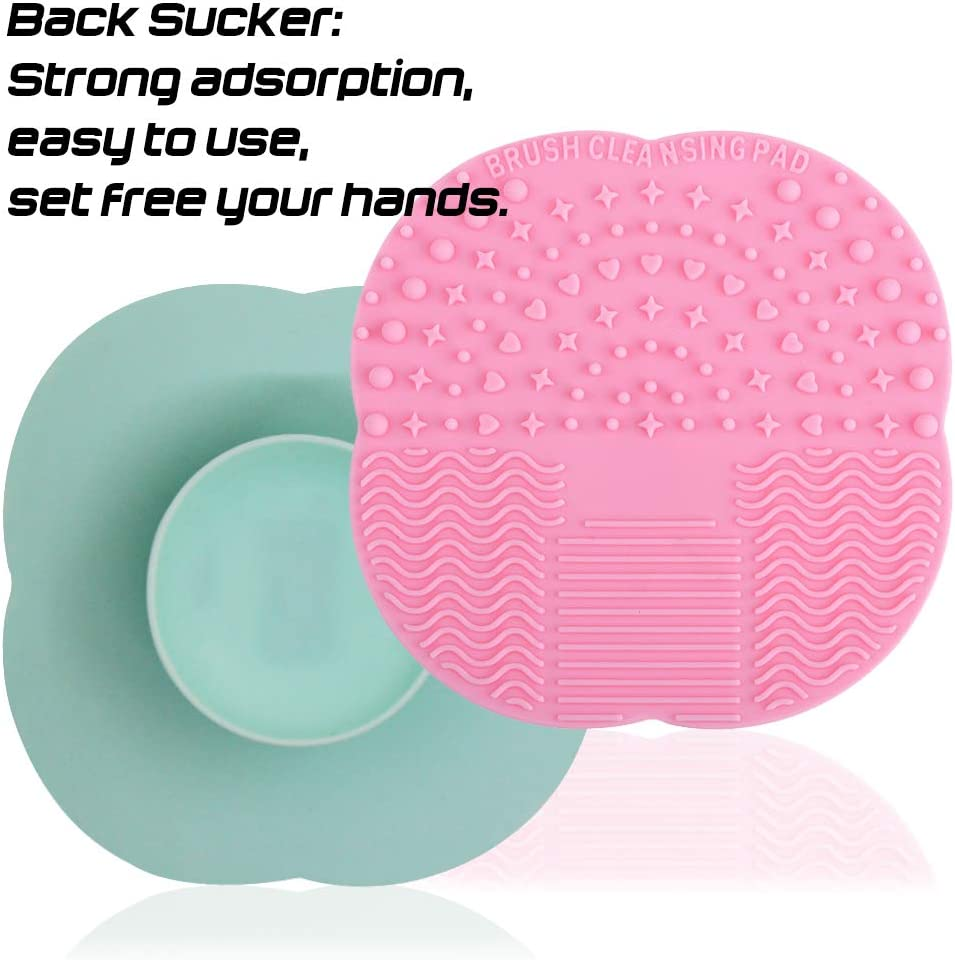 Set of 6, Silicone Makeup Brush Cleaning Mat and Makeup Sponge, Sourceton 2 PCS Leaves Shape Makeup Brush Cleaner Pad and 4 PCS Foundation Blending Sponge (Assorted Colors) image number 6