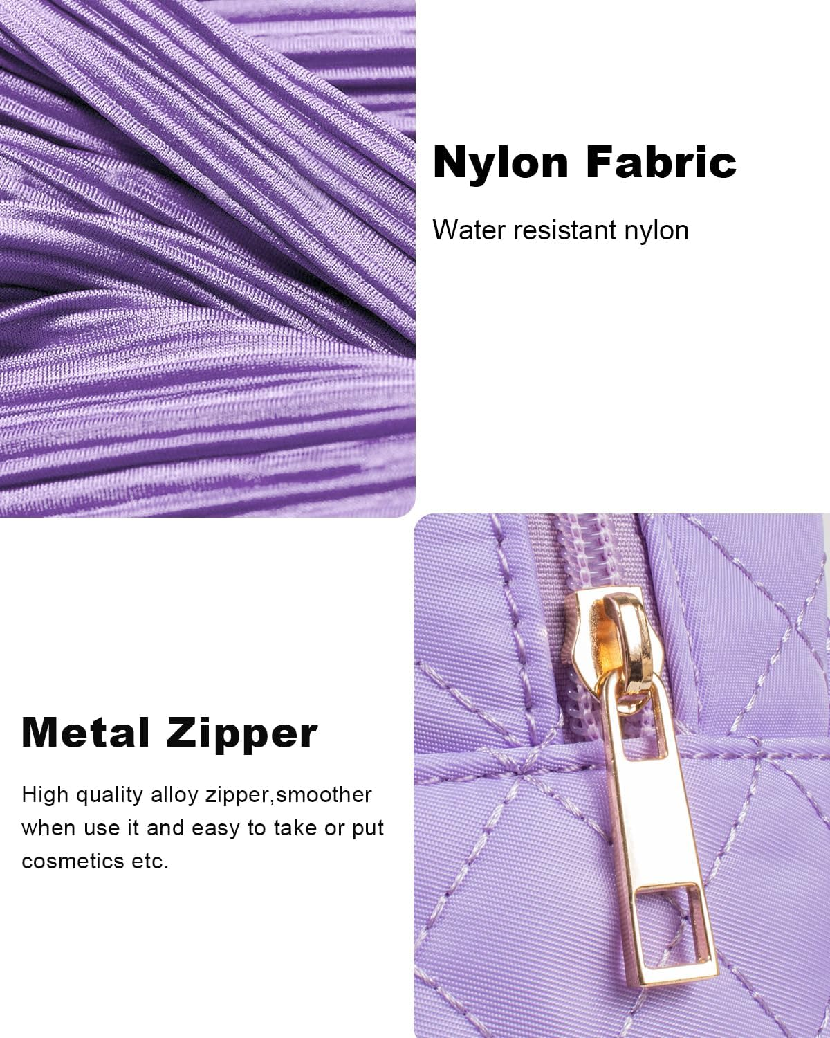 DDPOND Makeup Bag Travel Cosmetic Bag,Small Make up Bags for Women Makeup Organizer Case, Toiletry Bag Quilted Make up Bags Travel Essentials Toiletries Accessories (Black) - Beige image number 7