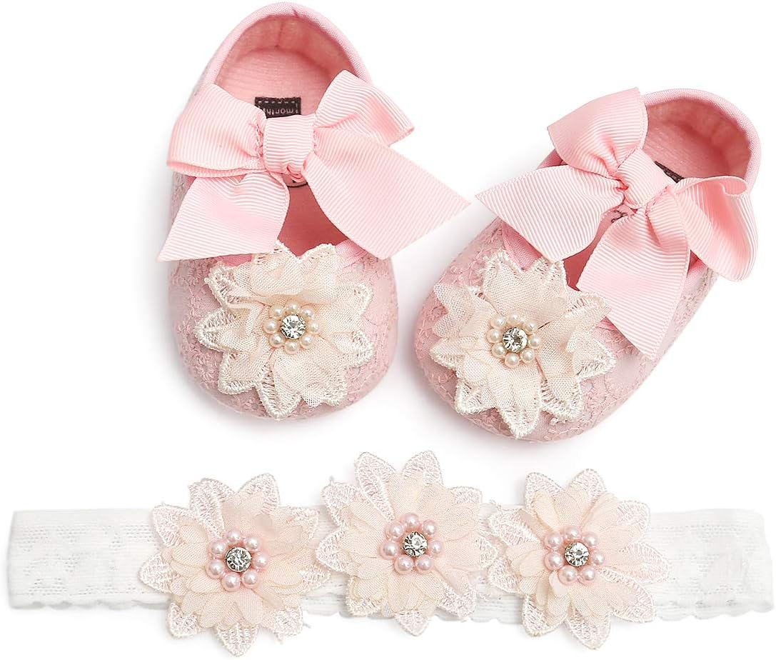 Myleleya Infant Girl Shoes Mary Jane Flats Wedding Dress Shoes Soft Newborn Baby Girls Princess Crib Shoe First Walkers