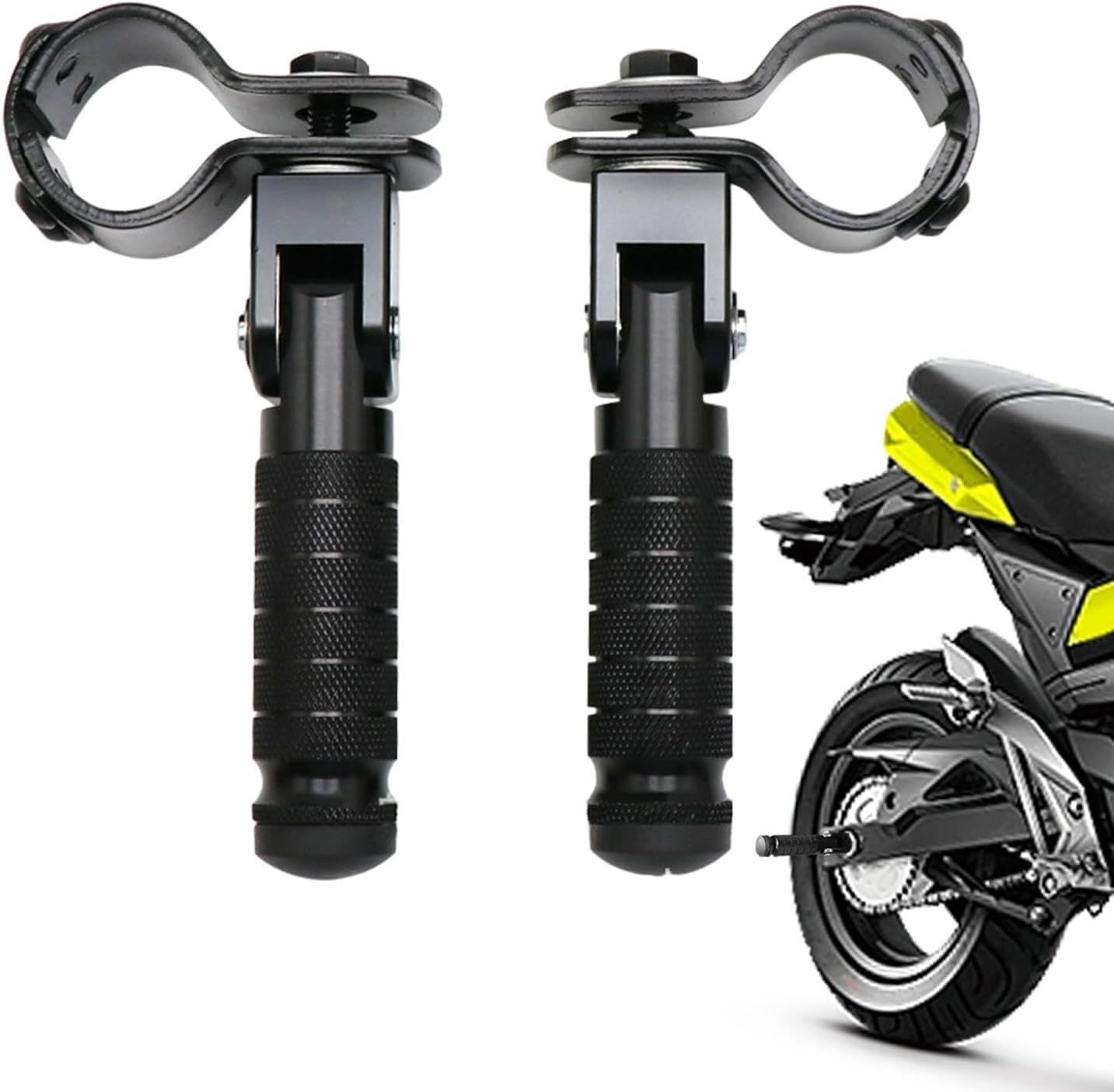 1 Pair Foldable Motorcycle Footrest, Clamp on Folding Motorcycle Footpegs, Bicycle 90 Degree Fixed Folding Passenger Pedal Supports, Foot Pegs for Motorcycles for Comfortable Riding