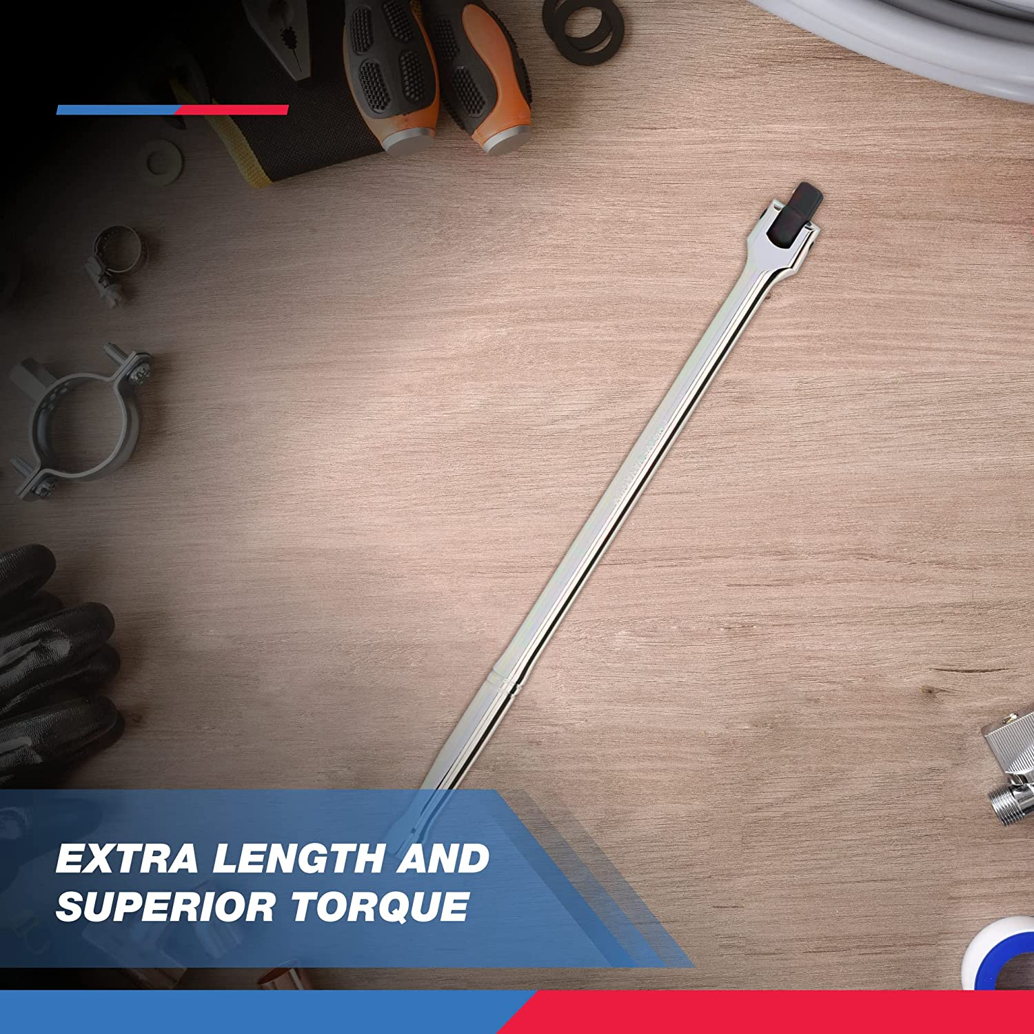 Neiko 00206A 1/2 Inch Drive Premium Breaker Bar, 24" Length Cr-V Steel image number 5