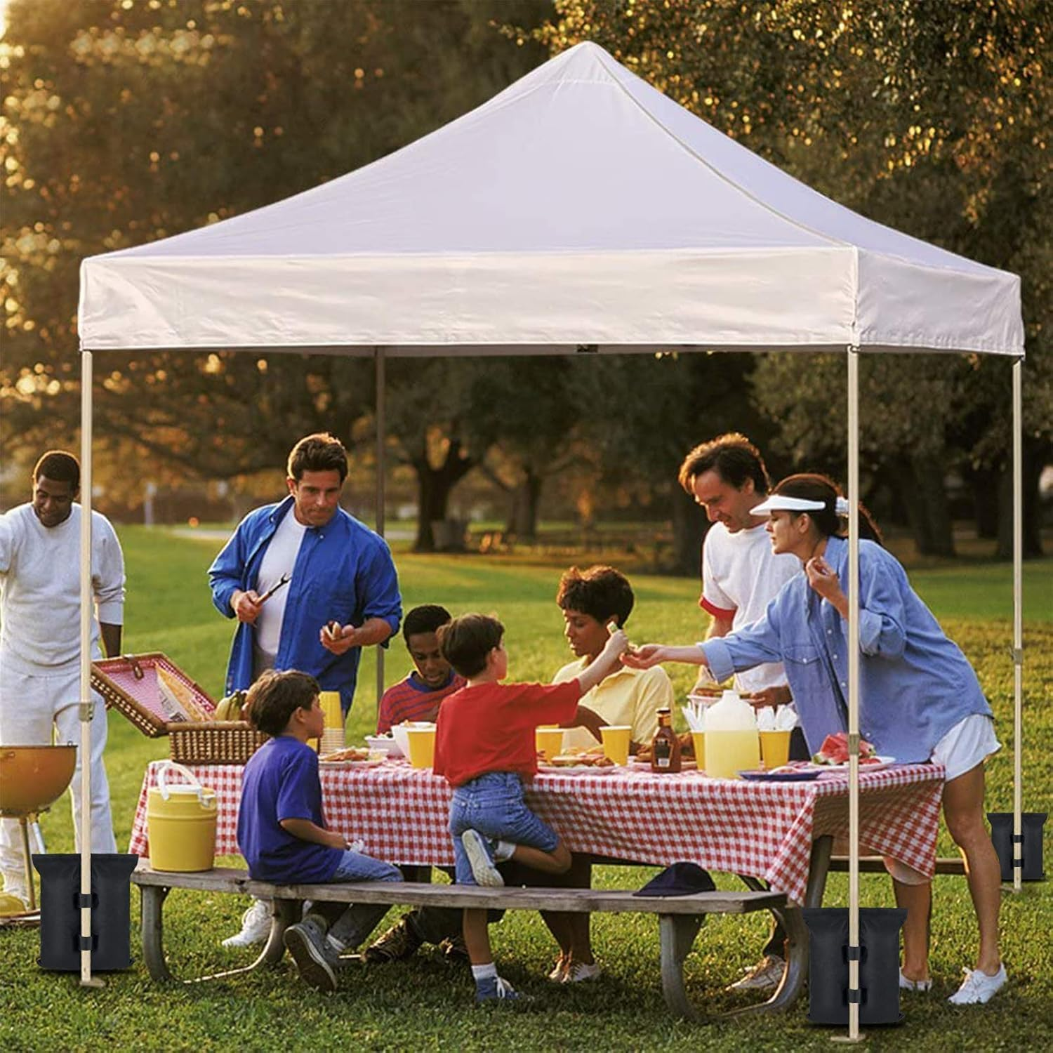 BEANPRECOY 4Pcs Gazebo Weight Bag Canopy Weight Bags Set 600D Oxford Cloth Weights Sand Bags with Nylon Buckle and Zipper for Pop up Canopy Foldable Patio Umbrella Instant Outdoor Sun Shelte