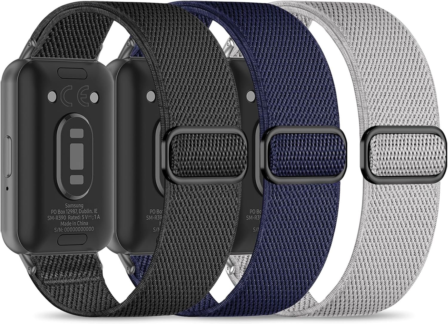 Wizvv Pack of 3 Elastic Wristbands Compatible with Samsung Galaxy Fit 3, Nylon Fabric Watch Strap, Quick Release Bands Replacement for Samsung Galaxy Fit 3 SM-R390 Men and Women