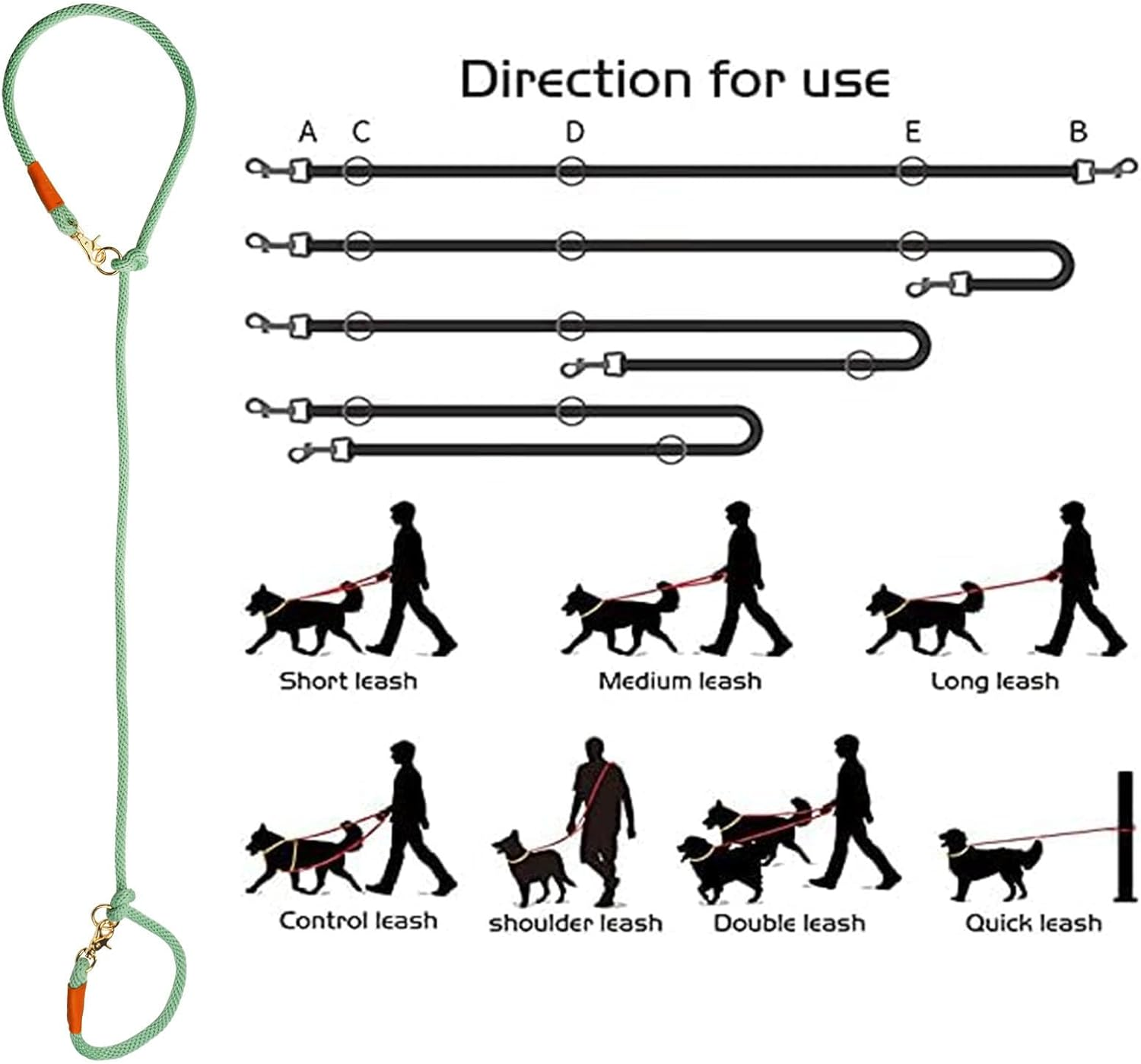 7FT Multifunctional Rope Dog Leash,Hands Free Dog Leash, Crossbody Rope Leash, Adjustable Long Leash for 2 Dogs (7Ft*12Mm, Lanvender)