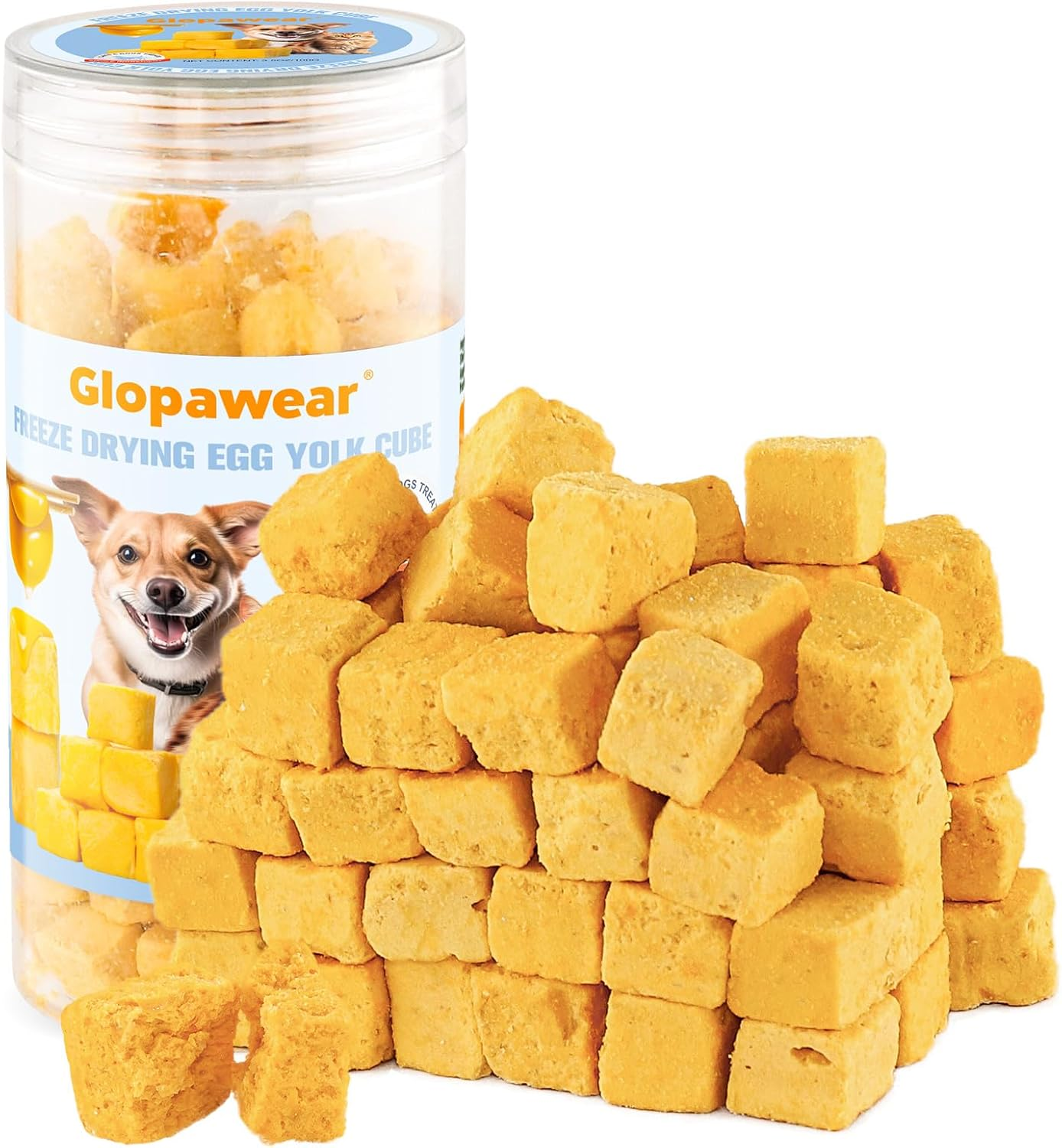 Glopawear Freeze-Dried Egg Yolk Treats &ndash; Pure Single-Ingredient Protein Snacks, Supports Skin & Coat Health &ndash; Healthy Crunchy Rewards for Cats & Dogs, Perfect for Training-100G image number 4