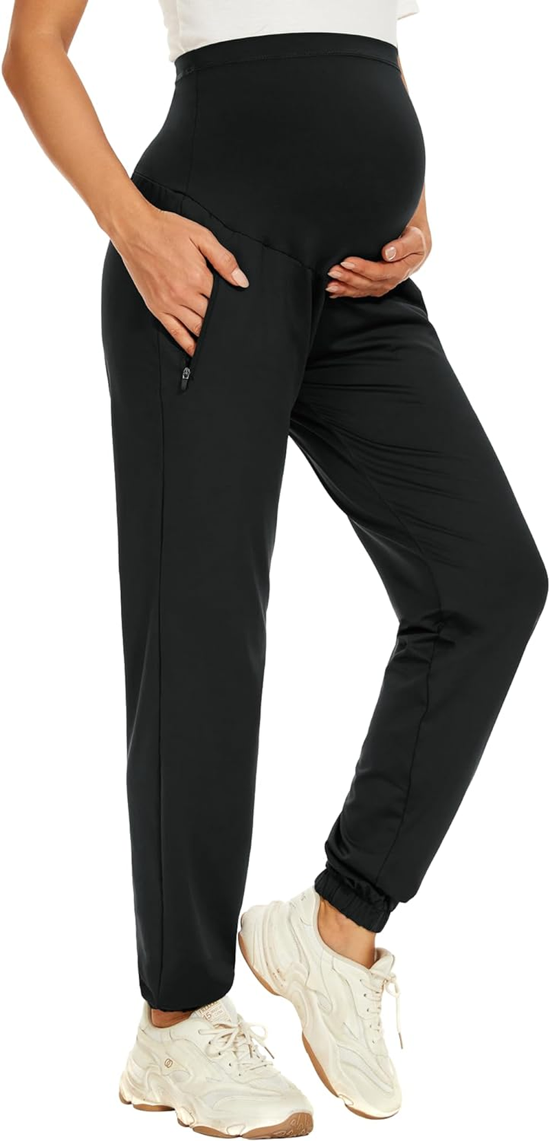 Fitglam Maternity Pants for Women Pregnancy Athletic Active Workout Yoga Lounge Clothes Joggers over Belly image number 4