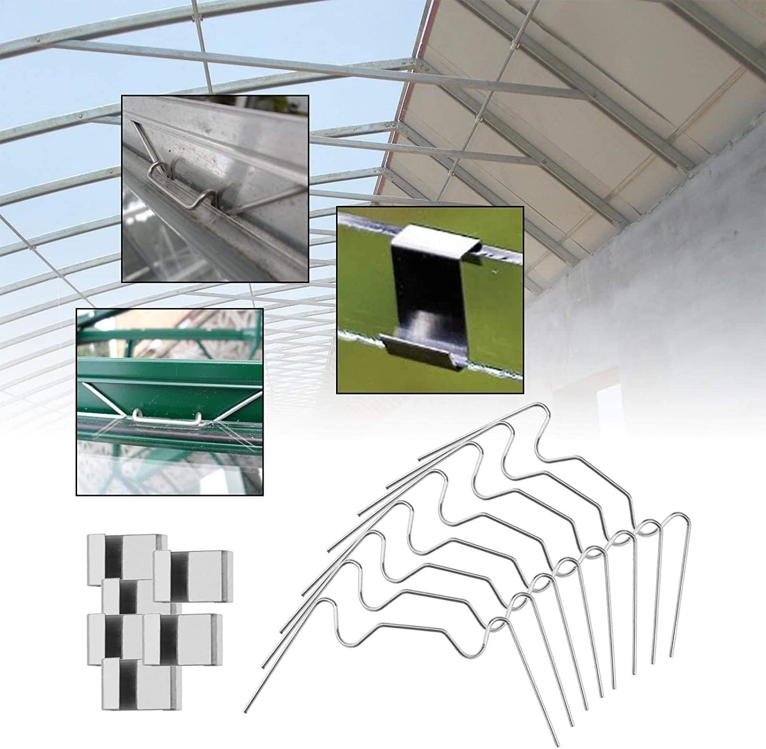 100X Thick Stainless Steel "W" Wire "Z" Fixing Elite Greenhouse Repair Glazing Clips (50X W Glazing Clip and 50X Z Fixing Clip) image number 5